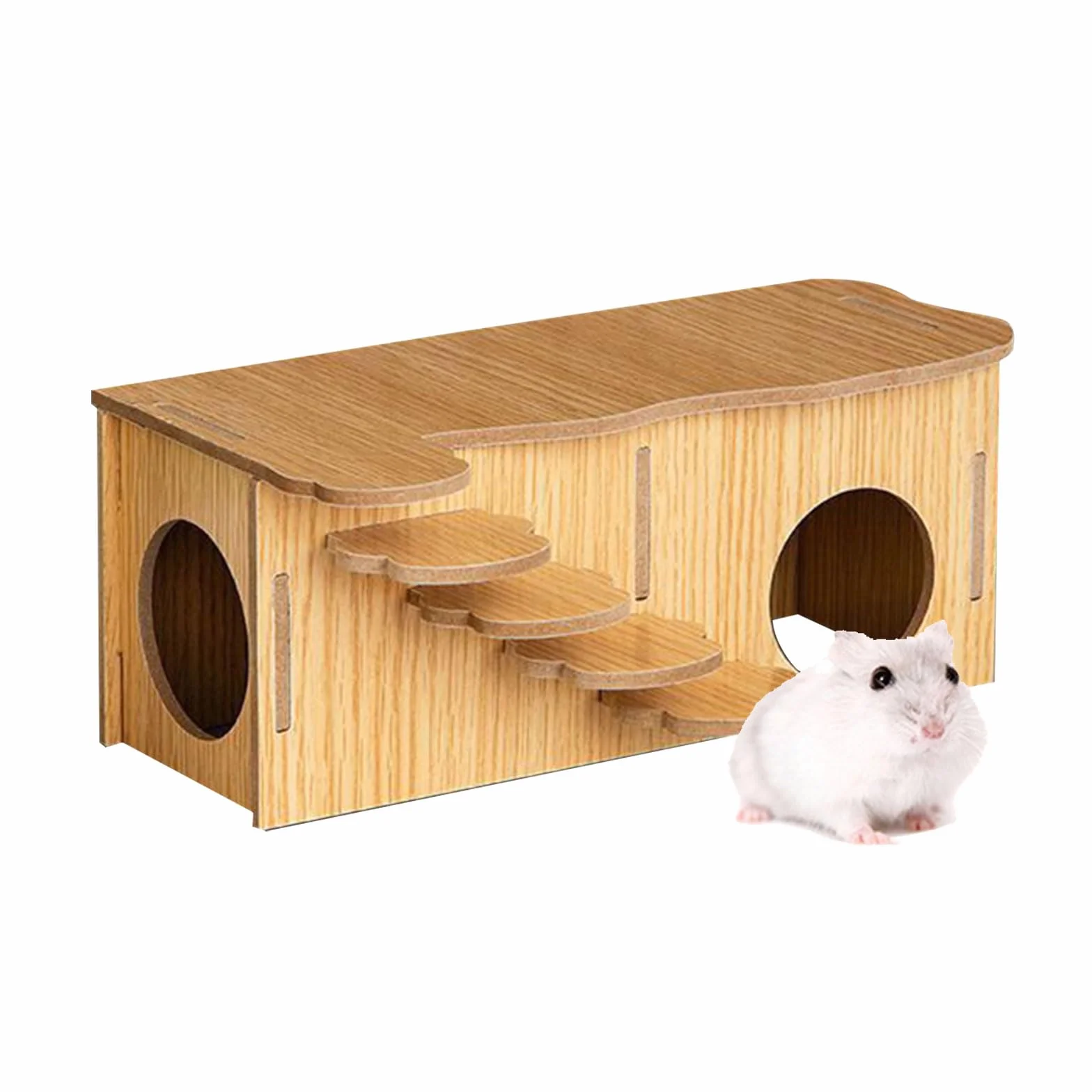 Domek ze świnką morską, drewniany domek dla chomików, drewniany domek dla chomików, akcesoria do klatki dla świnek morskich, odpowiedni dla chomików do jedzenia, spania i zabawy, 27 x 14 x 10,5 cm