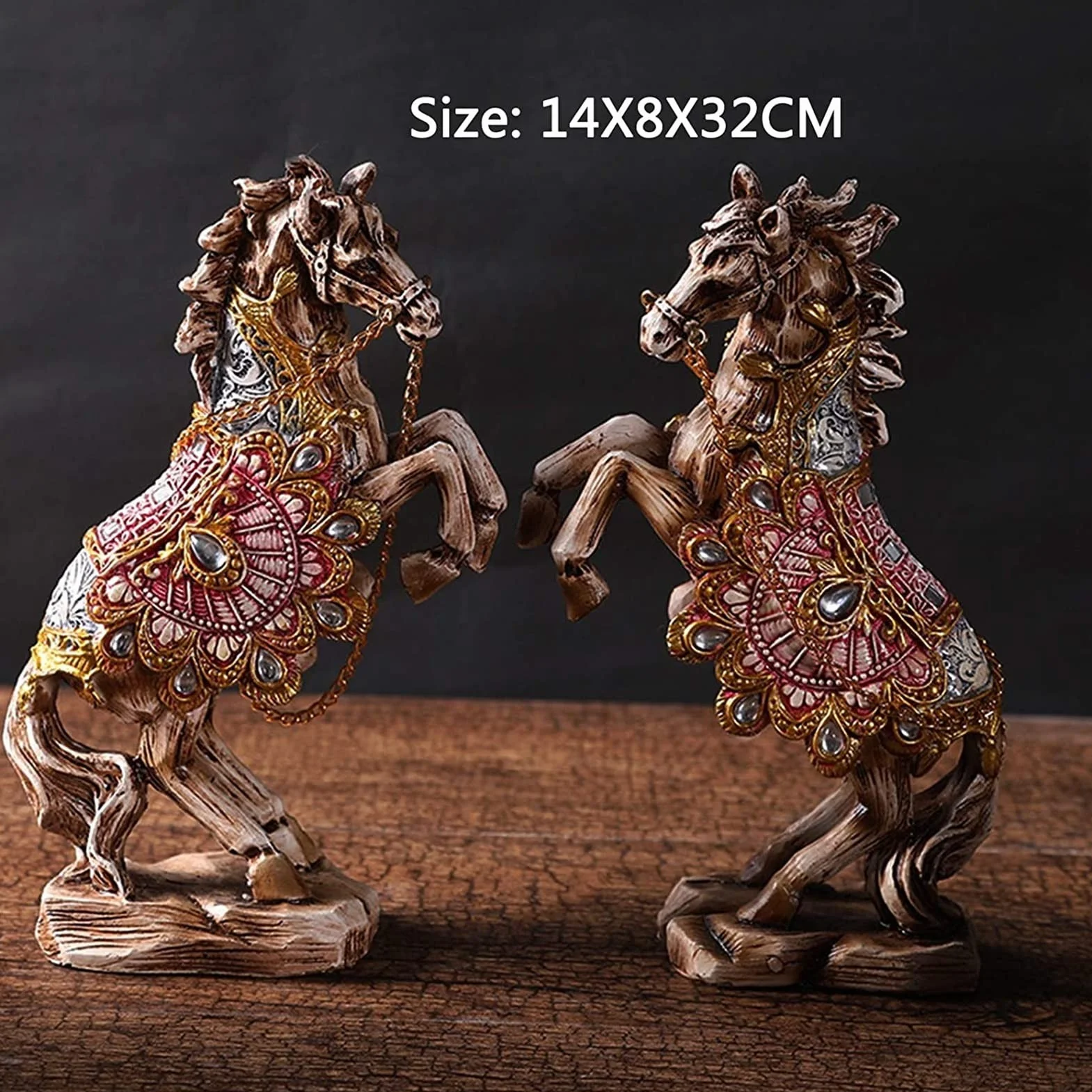 Rzeźba na blacie statua Feng Shui, statua konia do domu, figurki zwierząt dekoracje ozdoby rzeźbiarskie, parapetówkę, biznes, prezenty, zestaw symboli prezent błogosławieństwo