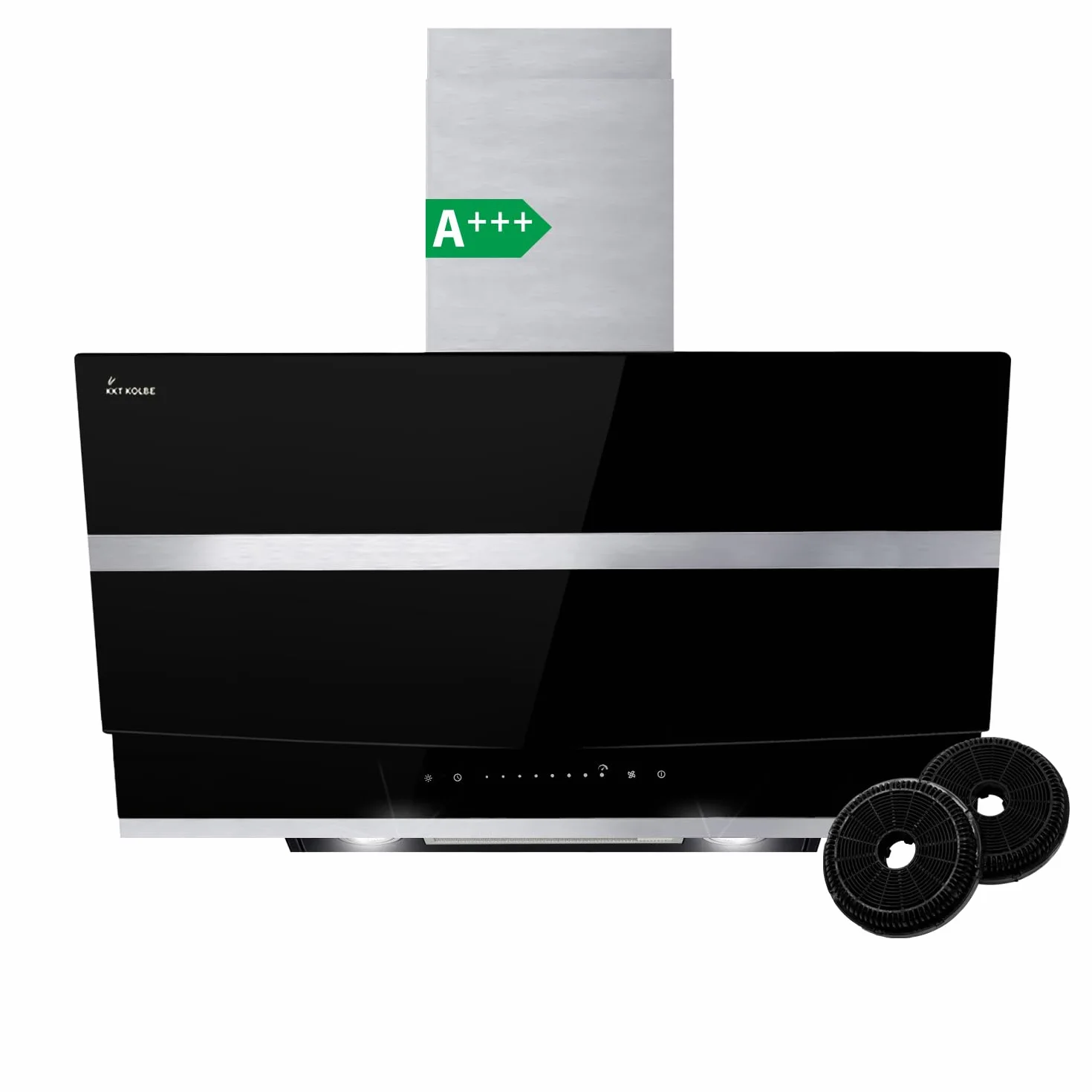 Okap kuchenny 80 cm | okap ścienny ze stali nierdzewnej | czarne szkło | automatyczne wyłączanie | sterowanie dotykowe | HERMES8005S