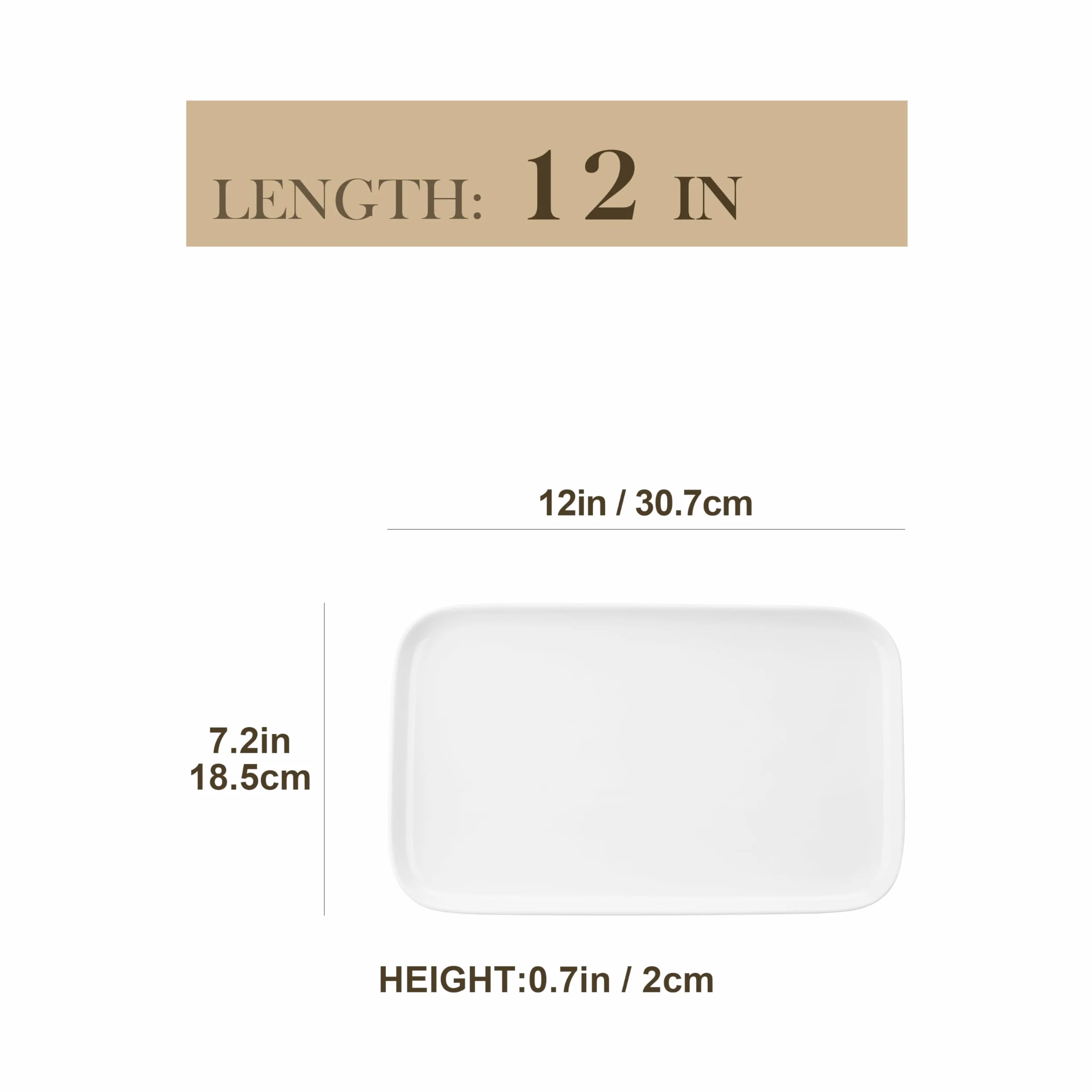 MALACASA Zestaw 4 talerzy do serwowania, porcelanowe, duże tace do serwowania, 30 cm, prostokątne białe przekąski do serwowania potraw na imprezę, wesele, deser, możliwość mycia w zmywarce i kuchence