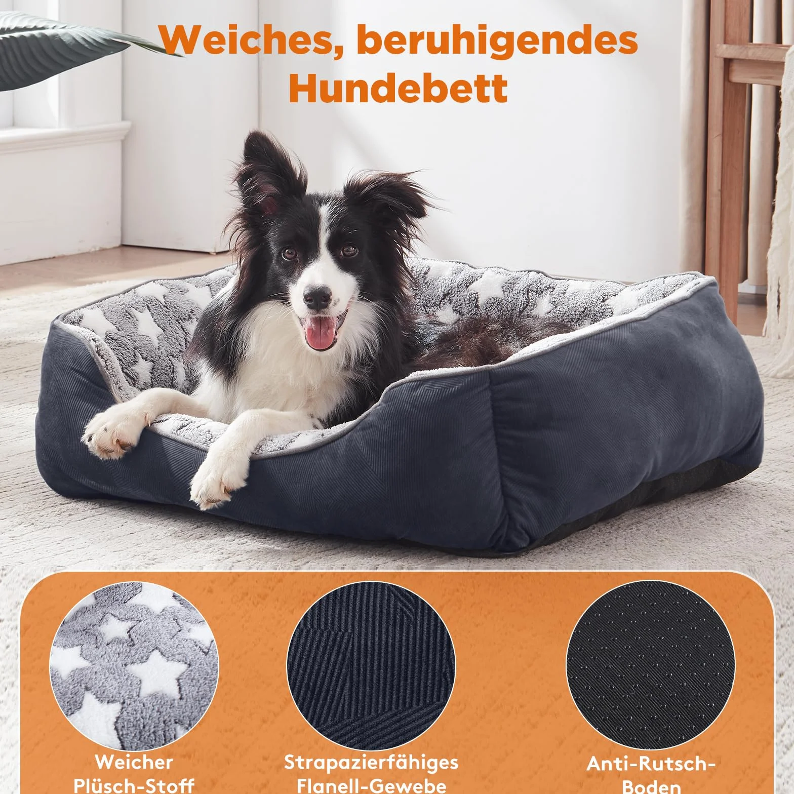 FURTIME Legowisko dla Psa, Kosz Nadający Się do Prania, Antypoślizgowe, Puszysty Materac z Podwyższonymi Krawędziami, Miękka Sofa dla Kota XL (89 x 63 x 23)