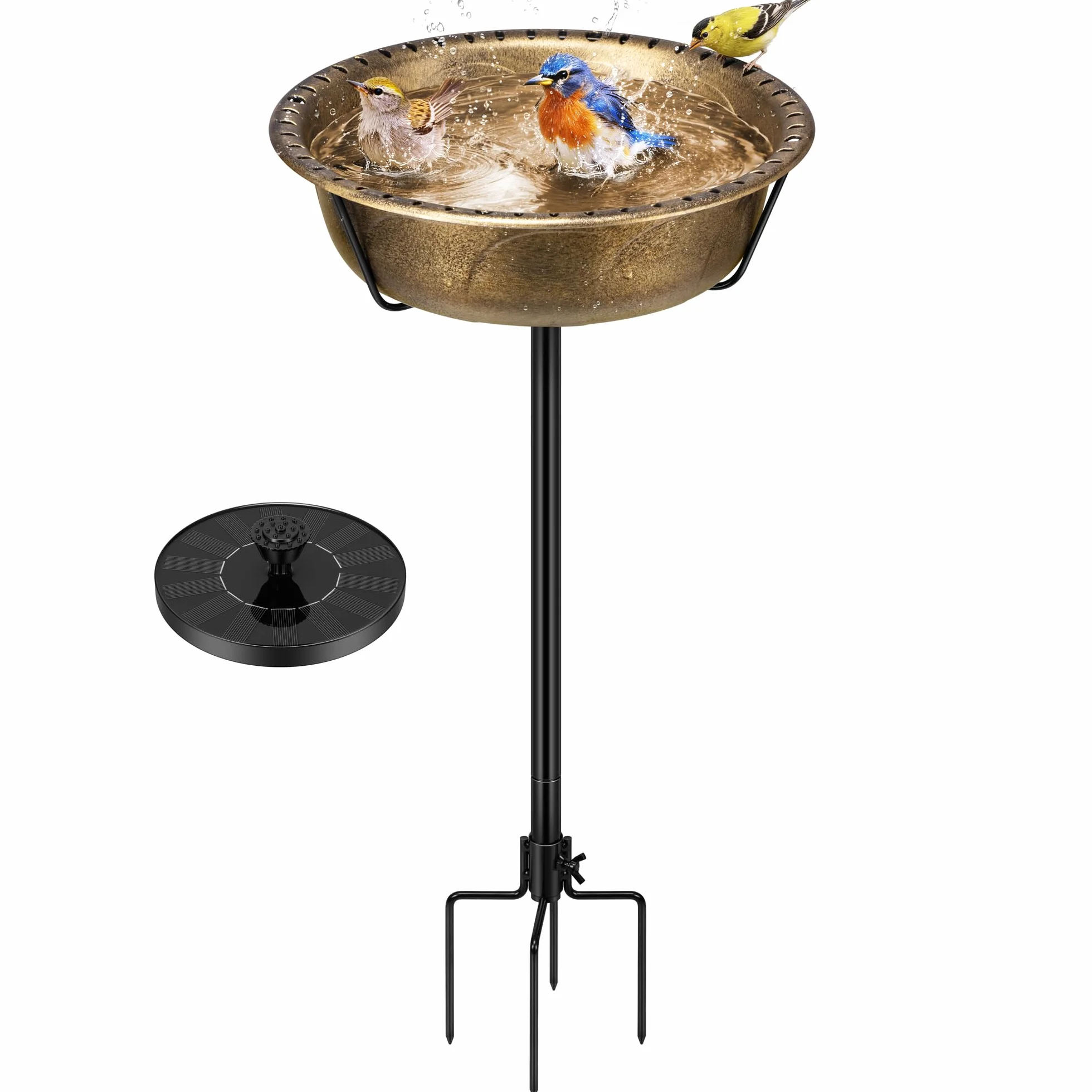 VIVOHOME Fontanna solarna do kąpieli ptaków 74 cm z poliresinu z metalowym trzonkiem