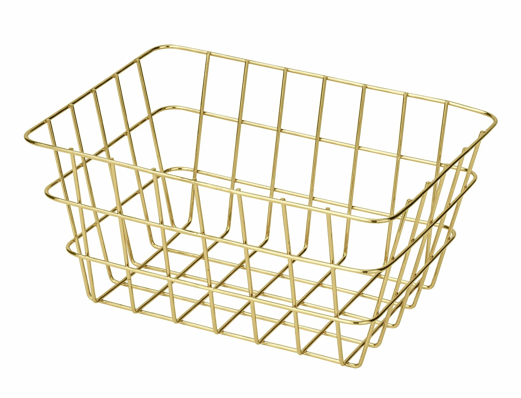 WENKO Viana Gold kosz łazienkowy w modnym metalowym wyglądzie w kolorze złotym, otwarty druciany wzór, utrzymuje kosmetyki, szczotkę, ręczniki itp. pod ręką, wykonany z metalu, 18 x 25 x 12 cm