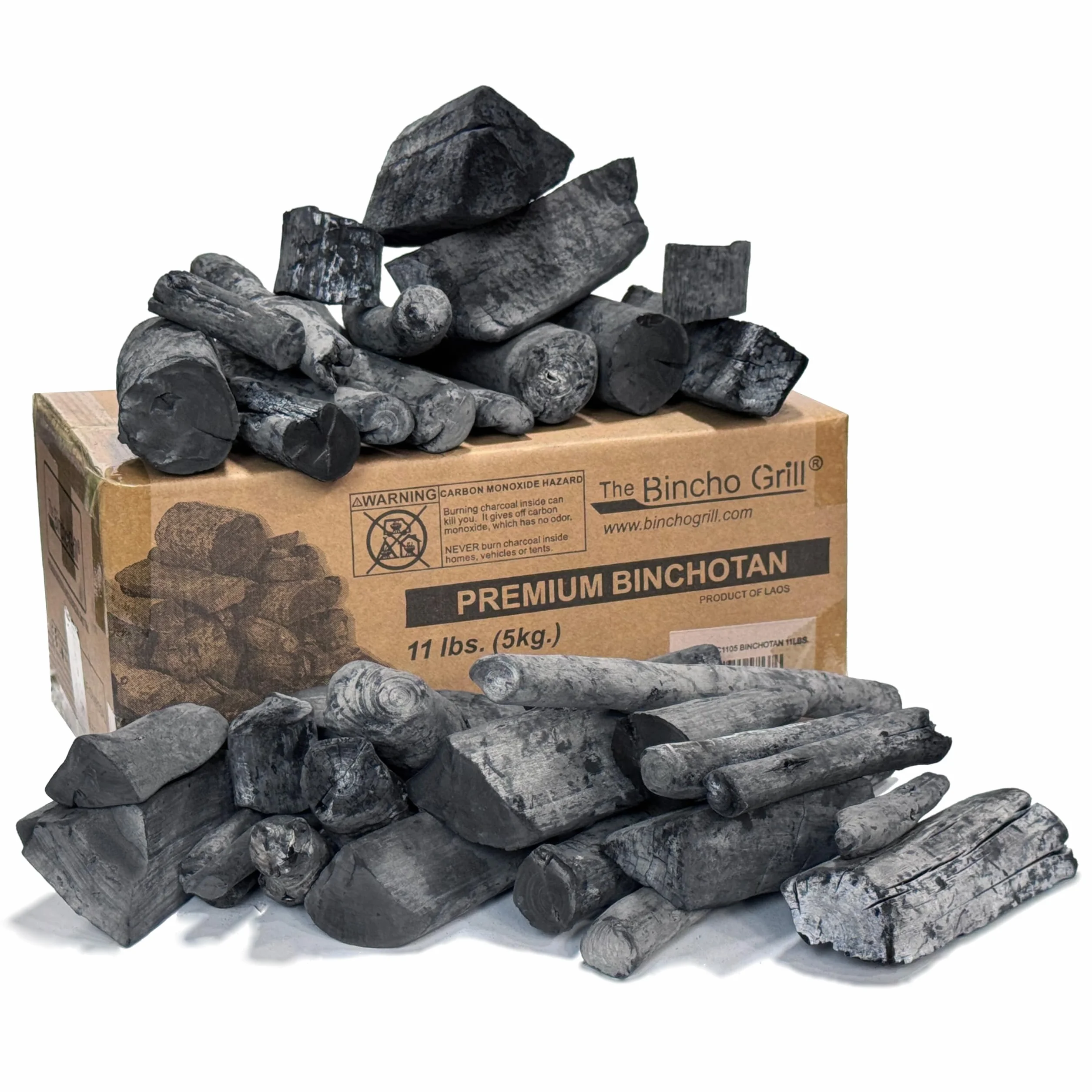 The Bincho Grill Binchotan węgiel drzewny do japońskiego grilla, 5 kg, wysokiej jakości drewno do Yakitori, 100% naturalne drewno, czyste spalanie, wysoka temperatura, bez dymu (11,00, funty)