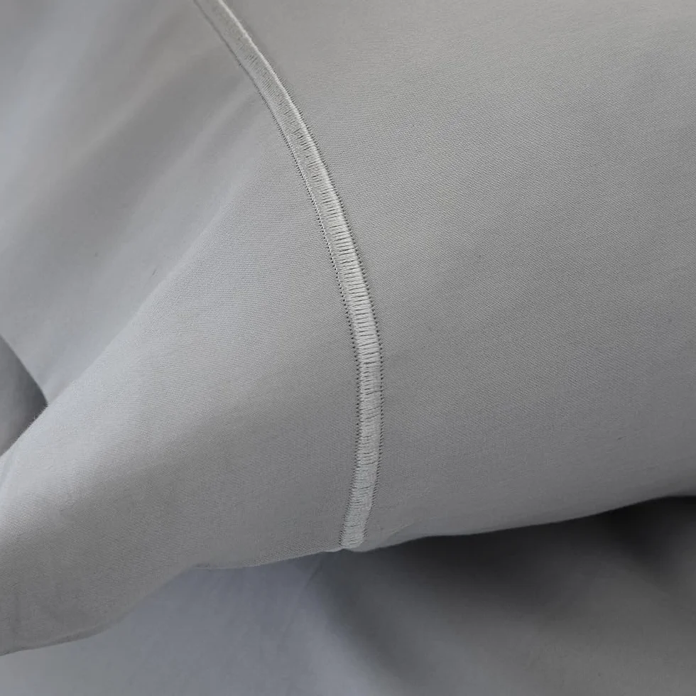 COTTON ARTean Zestaw pościeli z egipskiej satyny bawełnianej DE 300 wątków szary perłowy łóżko 160 x 190/200. 100% bawełna egipska szara