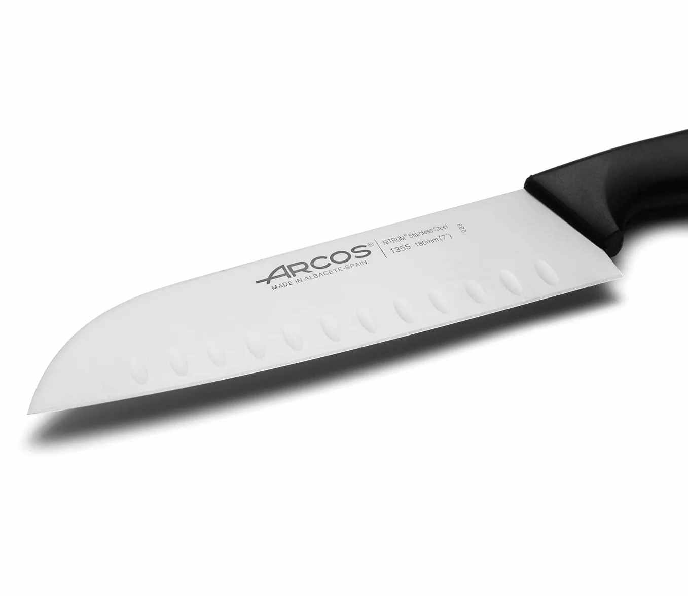 Arcos Seria 135500 Niza-santoku nóż nóż nóż nóż stal nierdzewna 180 mm (7,09 cala) - uchwyt polipropylenowy kolor czarny, 18/8
