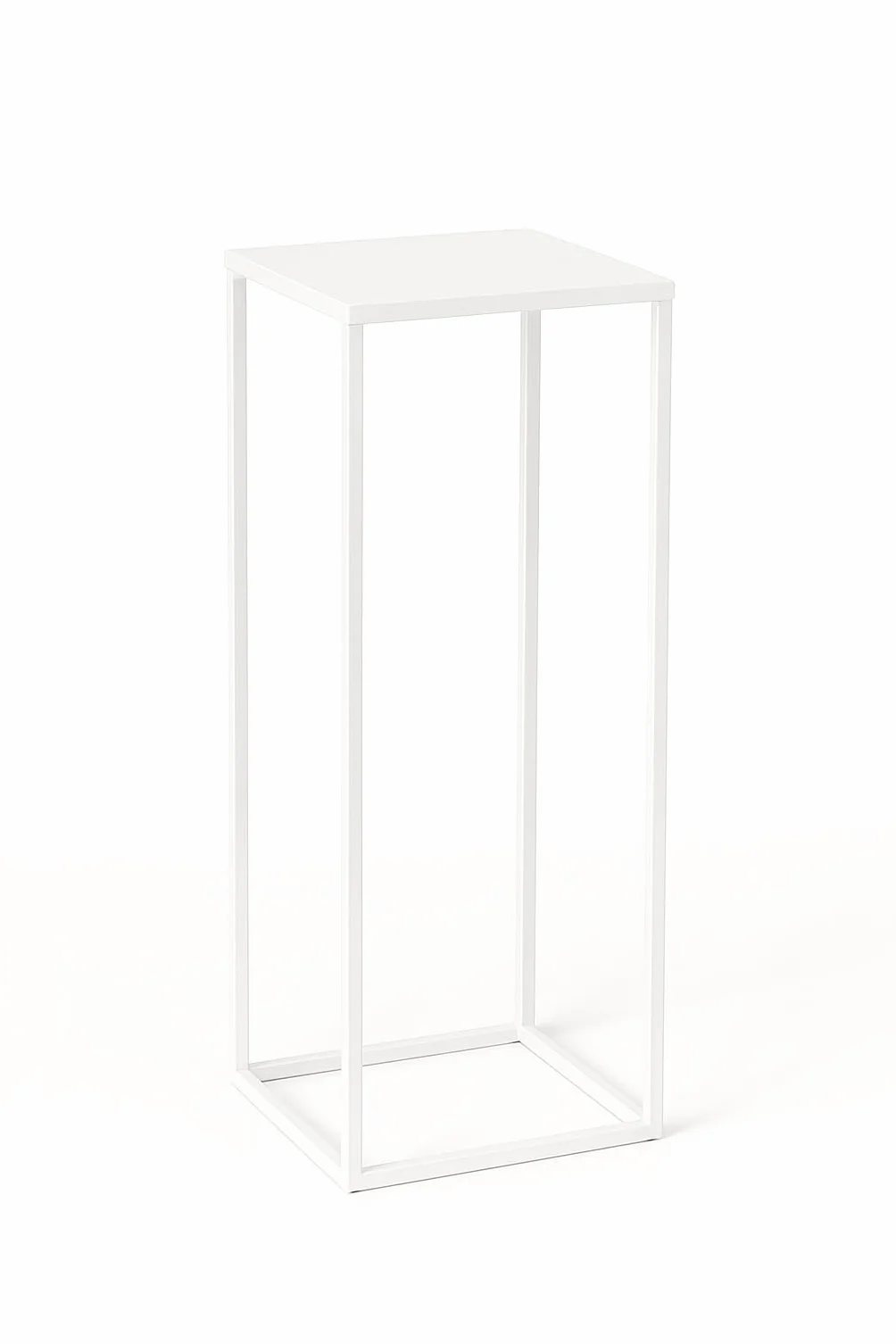 Stojak na rośliny Ferro - Kwietnik 24x24x70cm - kolor Biały - do kwiatów w pomieszczeniach - metalowa półka - dekoracyjny stolik - stojak na kwiaty - do rogu pokoju, salonu