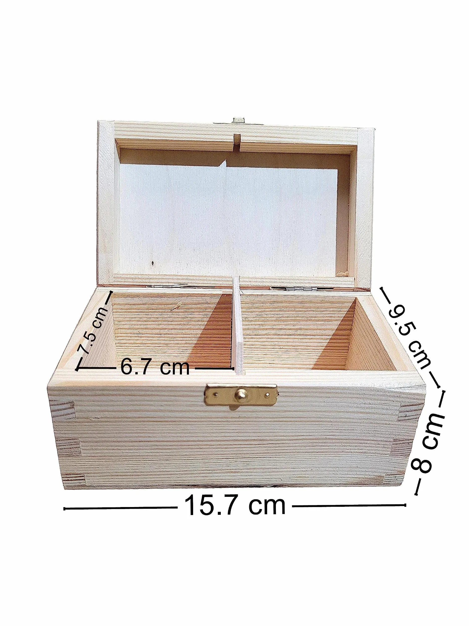Wooden World - pudełko na herbate z 2 przegródkami, idealne do dekupage i pirografii