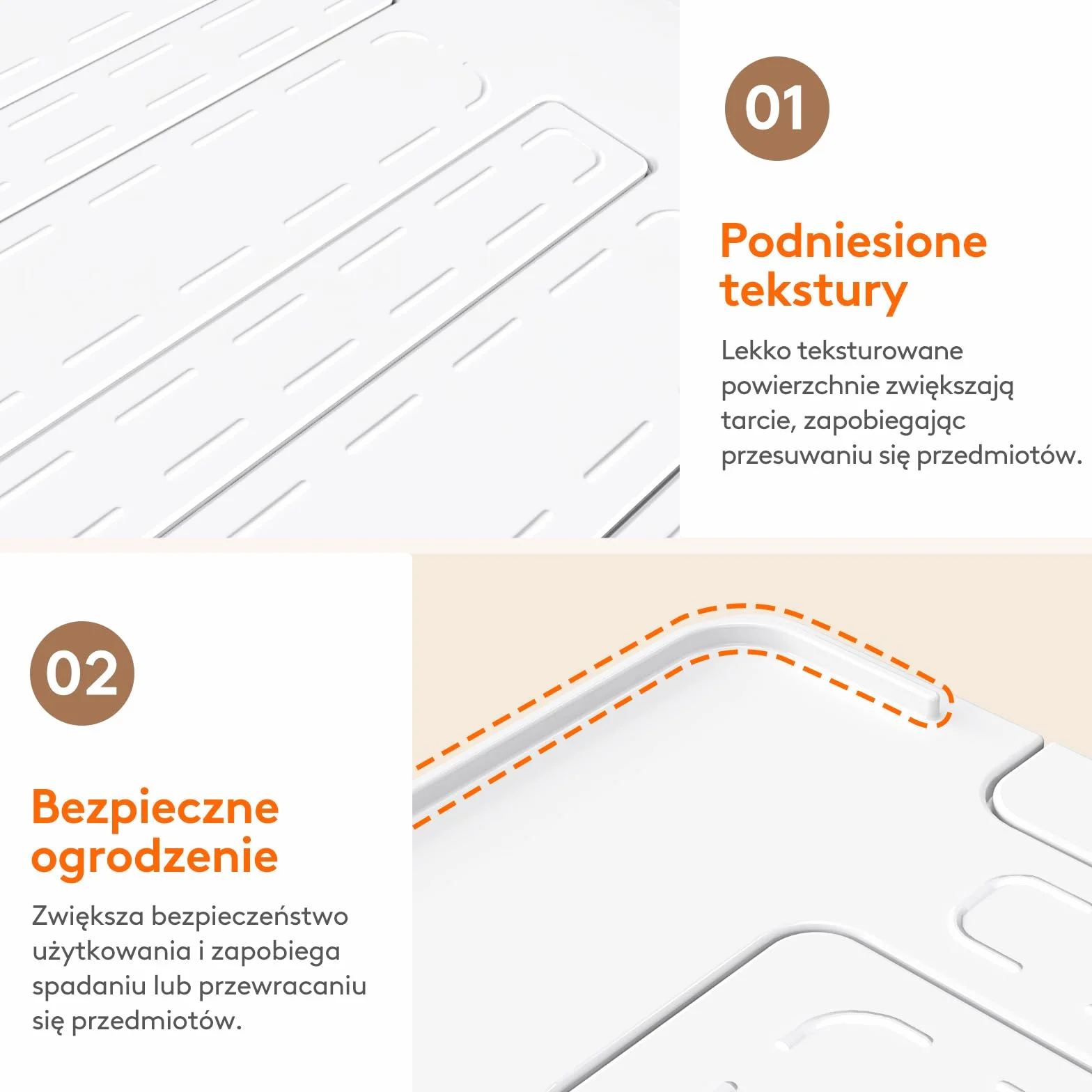 Organizer półek do szafek Lifewit, rozszerzalne półki kuchenne, plastikowe półki do przechowywania w spiżarni i stojak na przyprawy, zestaw 2, biały