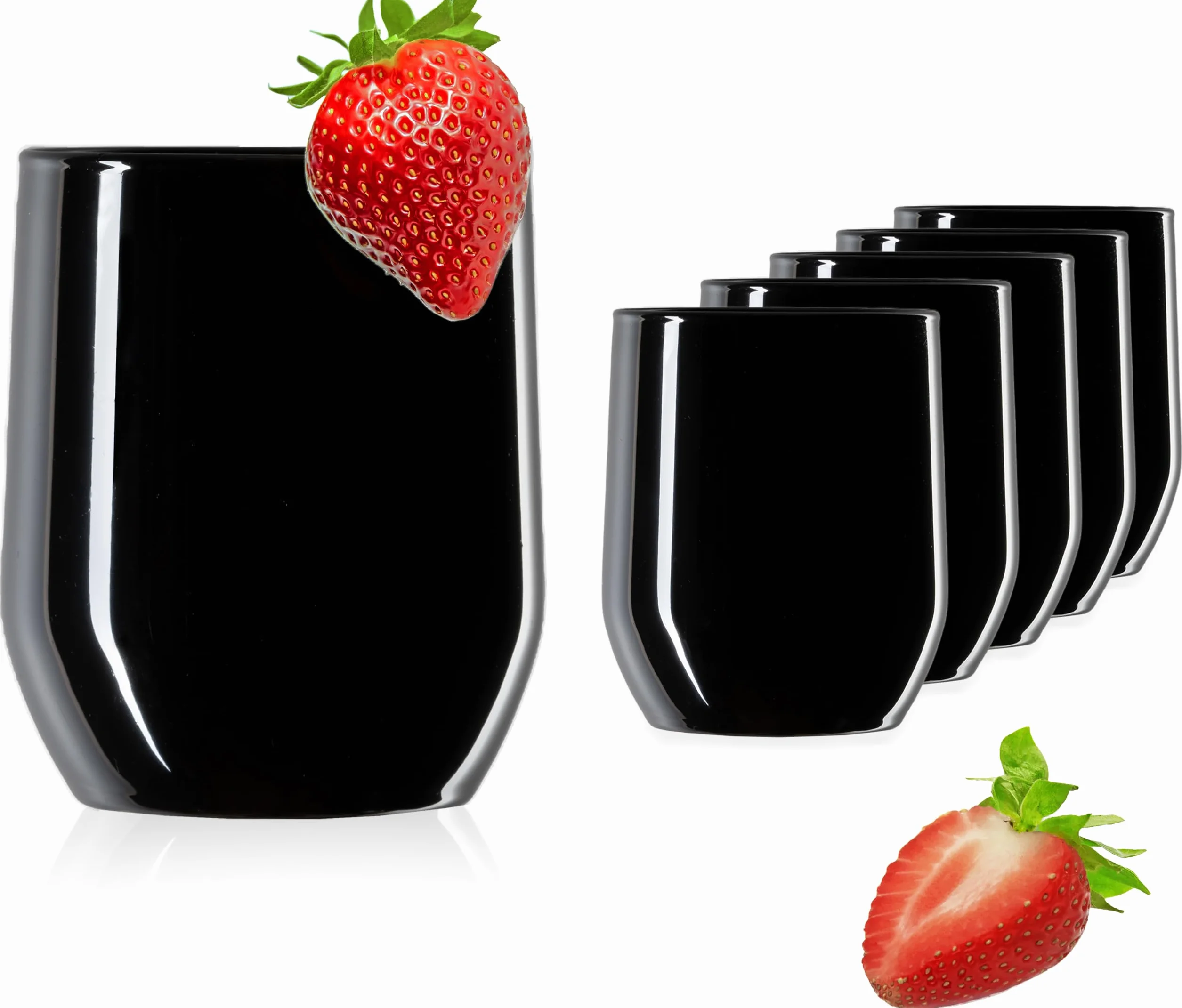 PLATINUX Czarne eleganckie szklanki do picia 260 ml (maks. 320 ml) ze szkła zestaw 6-częściowy szklanki do wody, soku, whisky