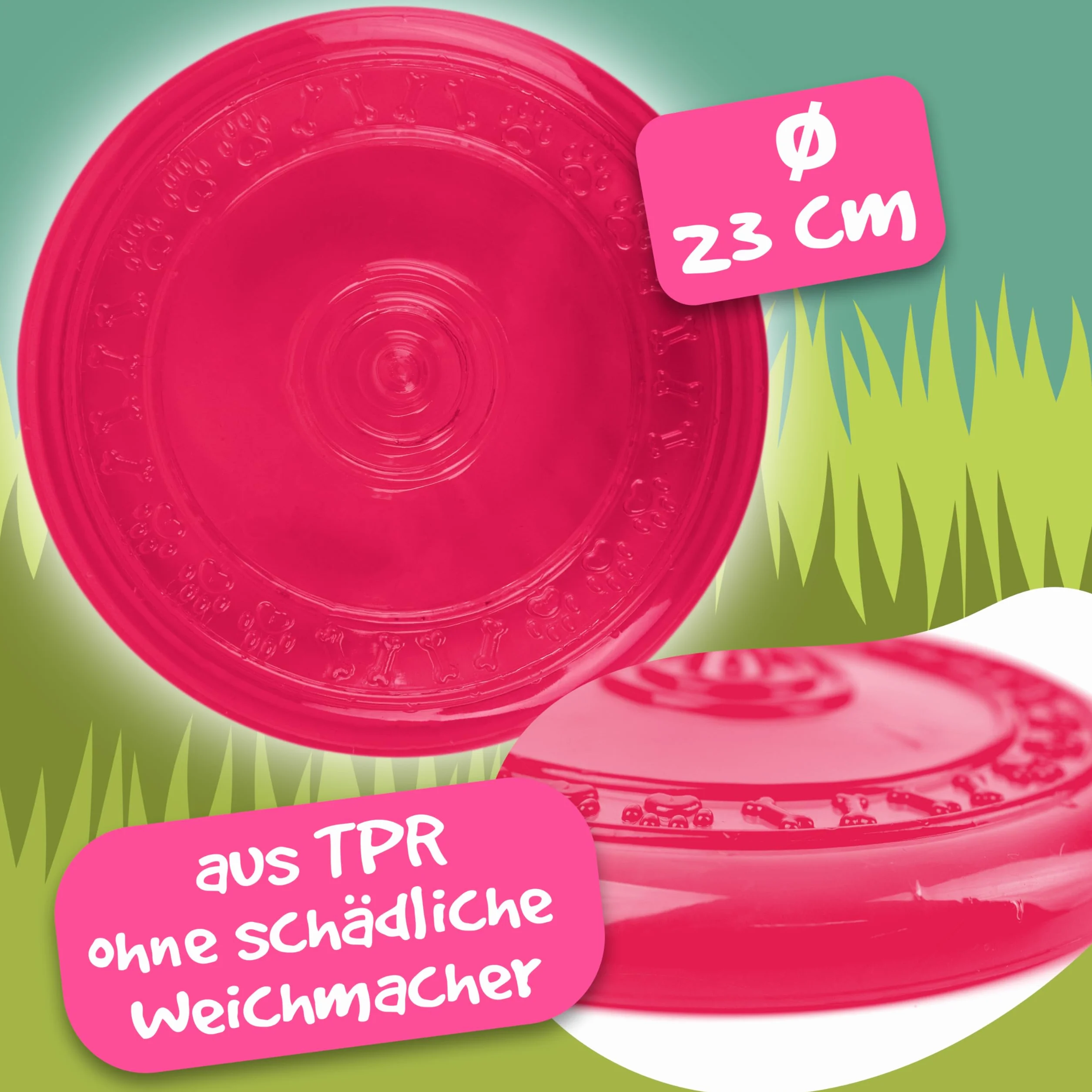Frisbee DLA PSÓW | miękki i super stabilny | pływający | szczególnie delikatny dla zębów | BEZ SUBSTANCJI SZKODLIWYCH (Neon - Różowy)