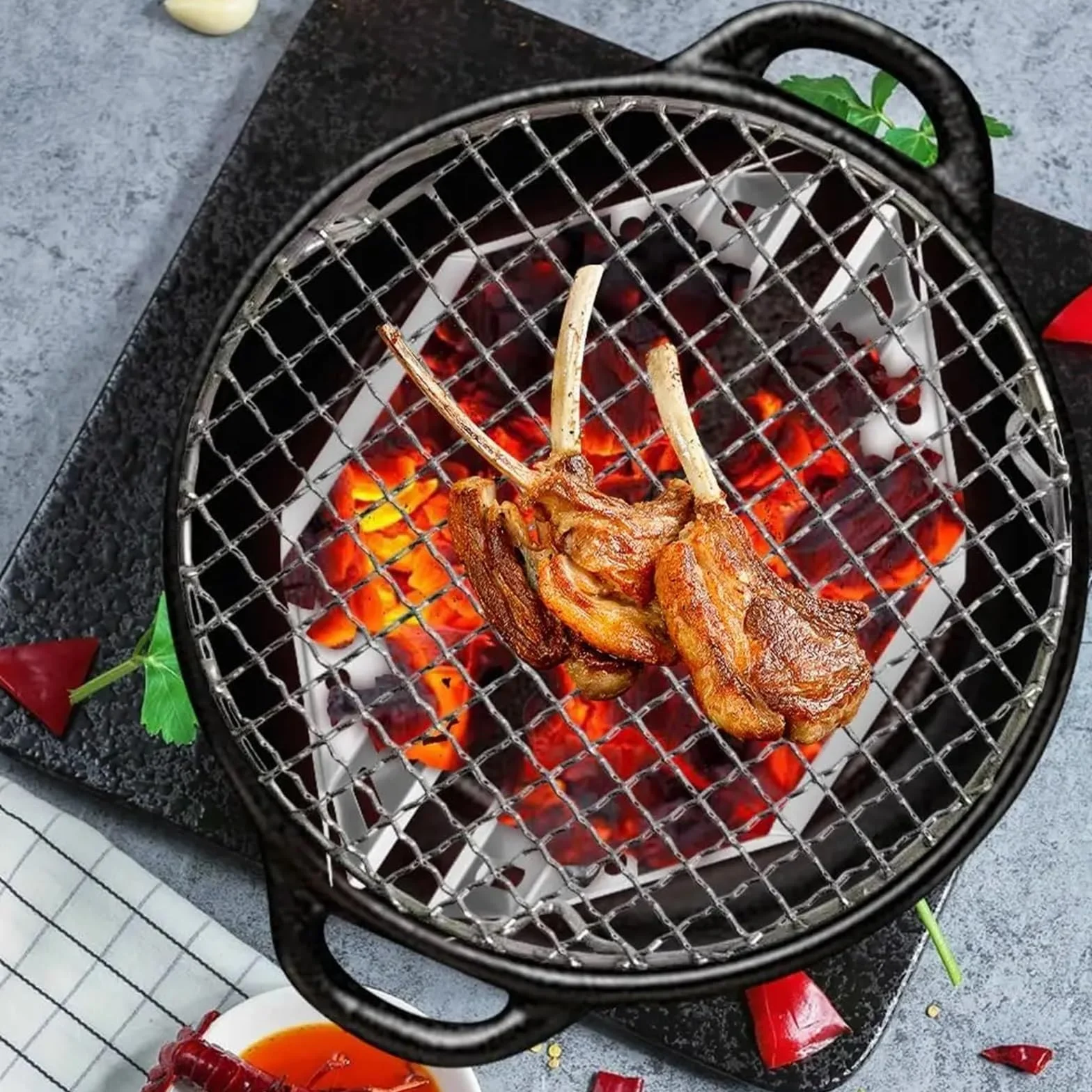 Odporne na wysokie temperatury kosze na brykiety, 2 sztuki, bezpieczne akcesoria do grillowania na świeżym powietrzu, idealne do grillowania i grillowania