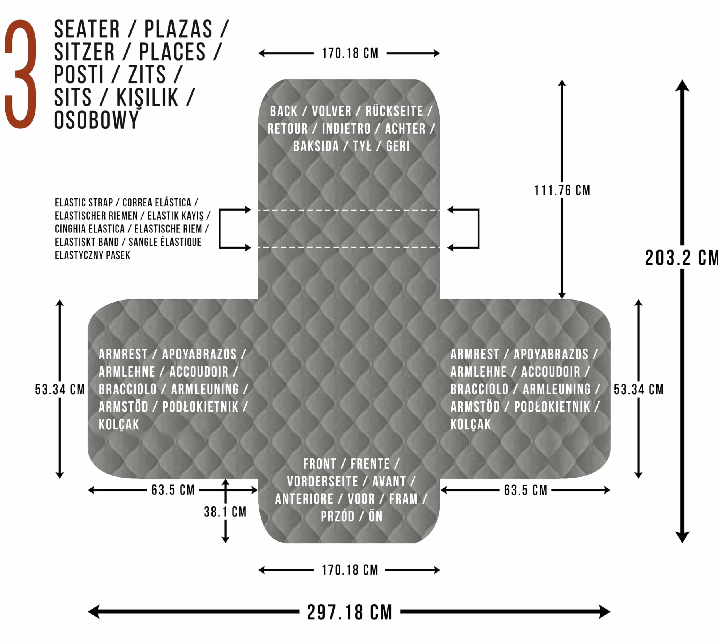Wodoodporny pokrowiec na sofę Utopia Bedding z regulowanymi elastycznymi paskami - antypoślizgowa ochrona mebli dla zwierząt domowych (Szary, 3 osobowa)