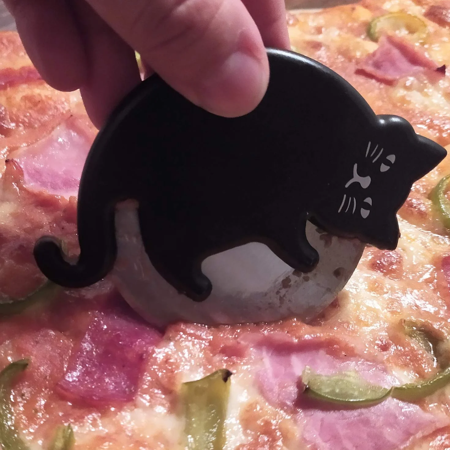 Kikkerland Cat Lovers CU308 nóż do pizzy w kształcie kota z ostrzem ze stali nierdzewnej