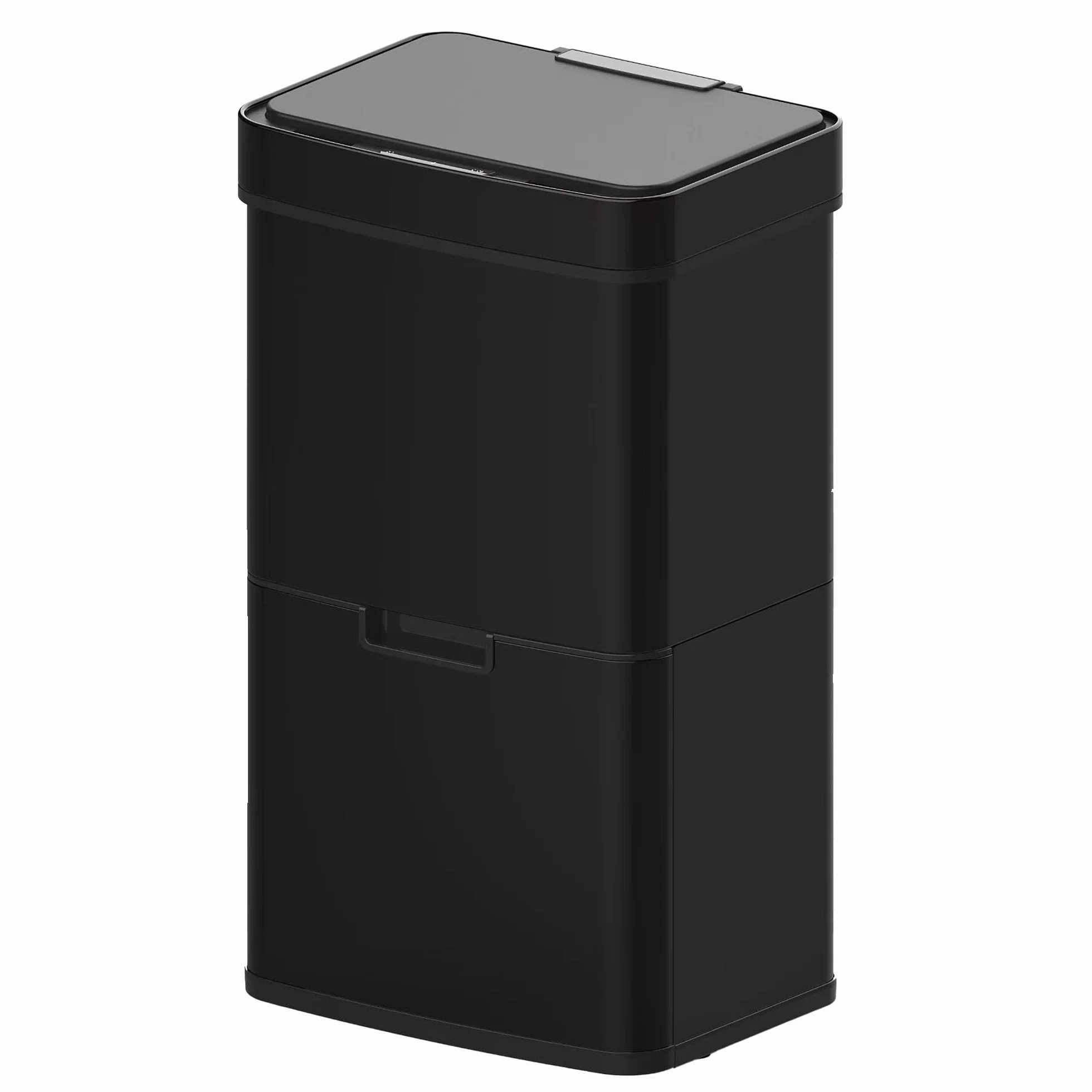 KITCHEN MOVE Automatyczne sortowanie selektywne kosz na śmieci z podwójnym przedziałem 75 l NARVIK błyszczący czarny recykling o dużej pojemności i kosz na śmieci 3 l