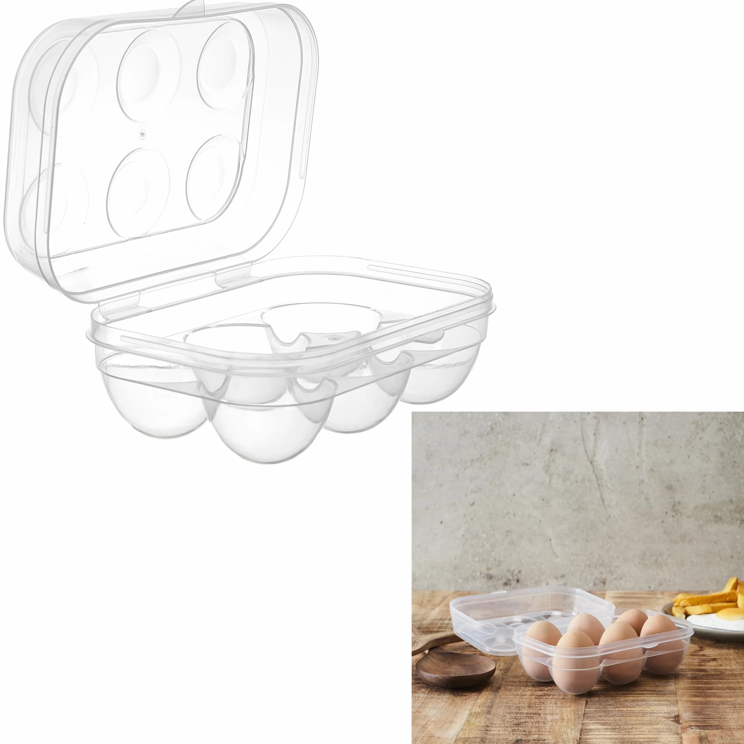 COOK CONCEPT, KB6799, Przezroczyste plastikowe pudełko na jajka, hermetyczne, lekkie i wytrzymałe, na 6 jaj, łatwe do czyszczenia, idealne do przechowywania, rozmiar: 6 jaj, kolor: przezroczysty