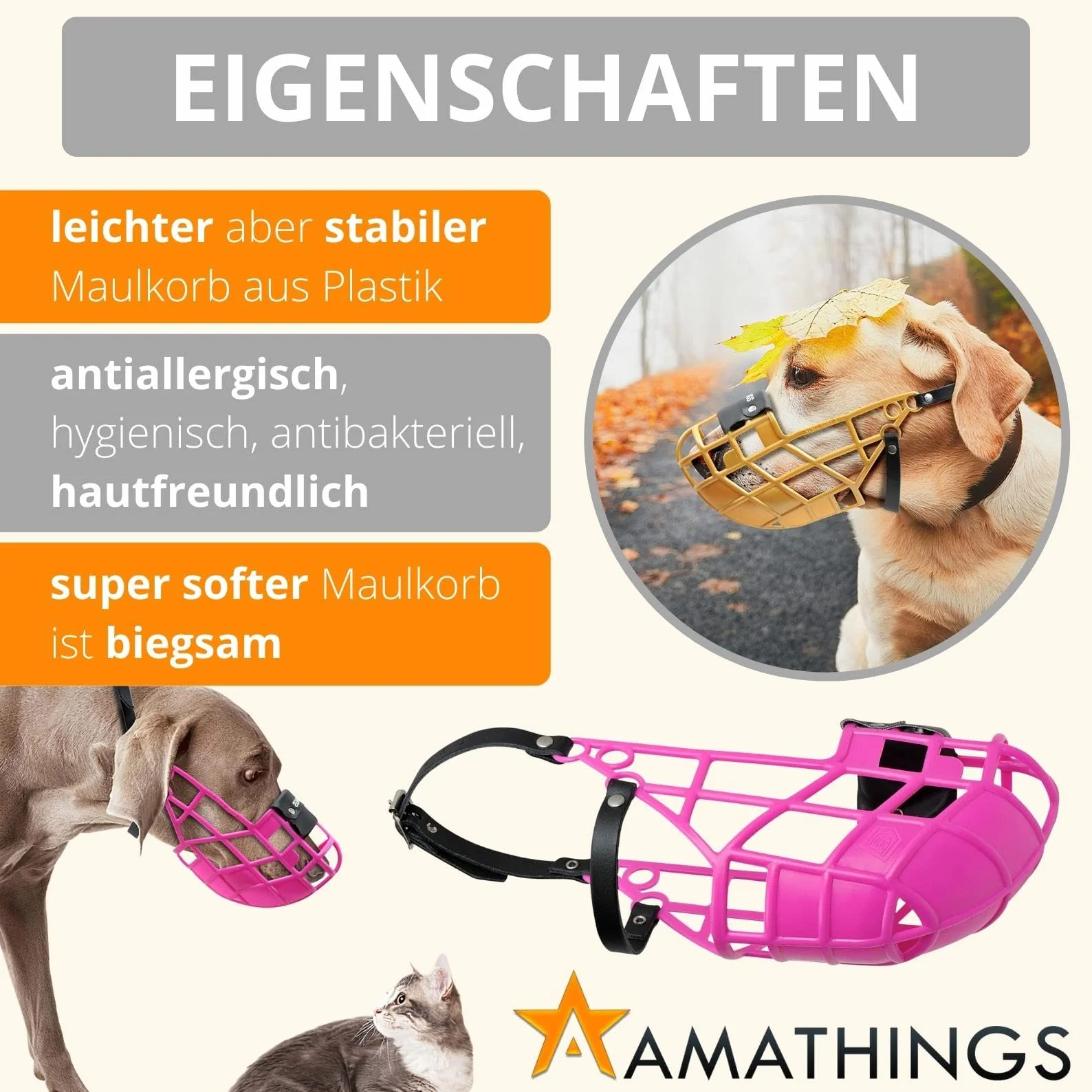 AMATHINGS Kaganiec Super Kennel Soft z watowanym noskiem do picia biały