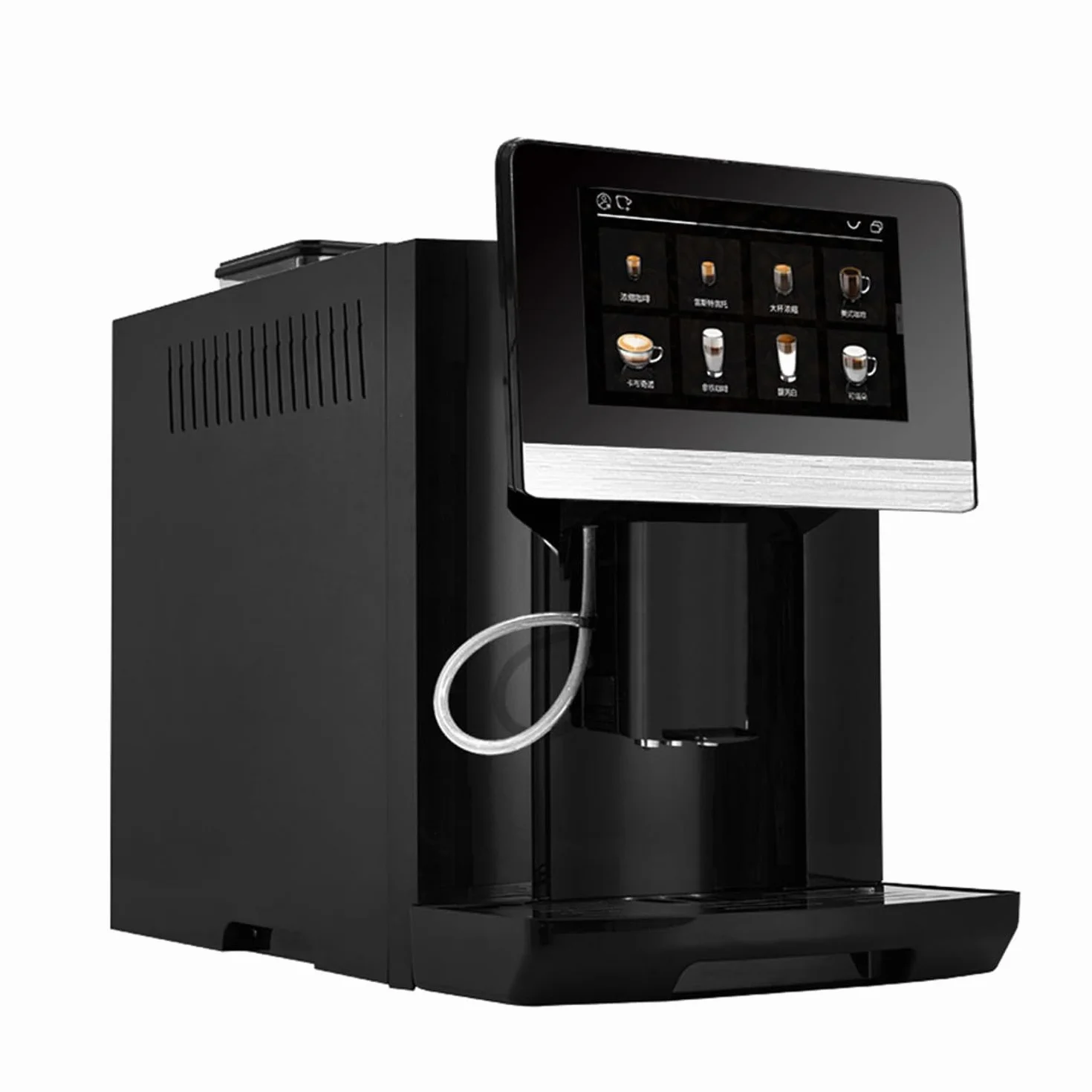 Ekspres do kawy Coffee Aroma LCD PRO, ekspres do kawy, czarny, 10 własnych kompozycji, Coffee Machine 7-calowy dotykowy wyświetlacz LCD, 19 bar, niemieckie menu