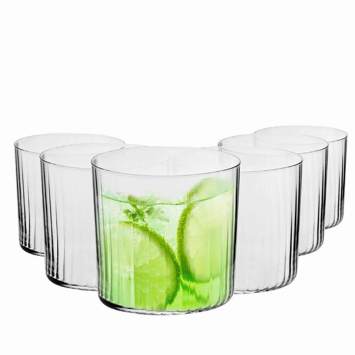 KROSNO Szklanki do Cydru i Napojów Mixology LUMI, Zestaw 6 x 410 ml | Szkło Kryształowe Bezołowiowe, bardzo cienkie ścianki, zdobienie optyczne, do cydru, lemoniady i napojów gazowanych, zmywarka