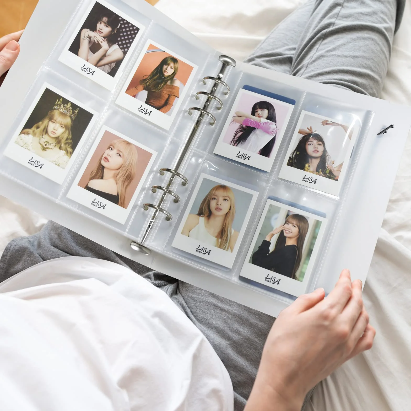 Album fotograficzny z kartami, Kpop, 25 koszulek, 200 kieszeni, 10,2 cm, do uzupełnienia, format A5, 6 pierścieni, segregator, scrapbooking, koszulki na karty, wodoodporny, biały