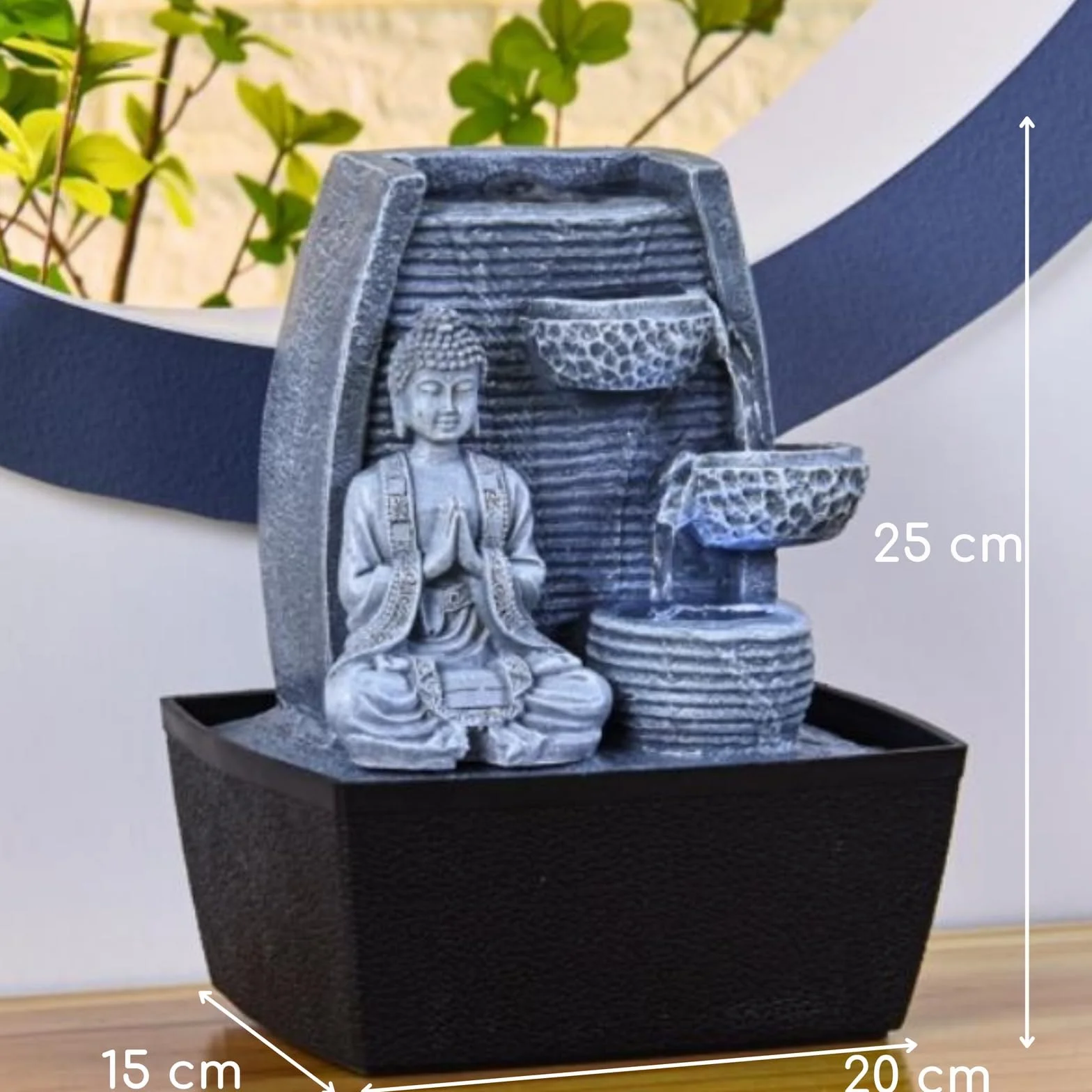 Fontanna pokojowa Feng Shui mądrość oświetlenie LED 24 cm