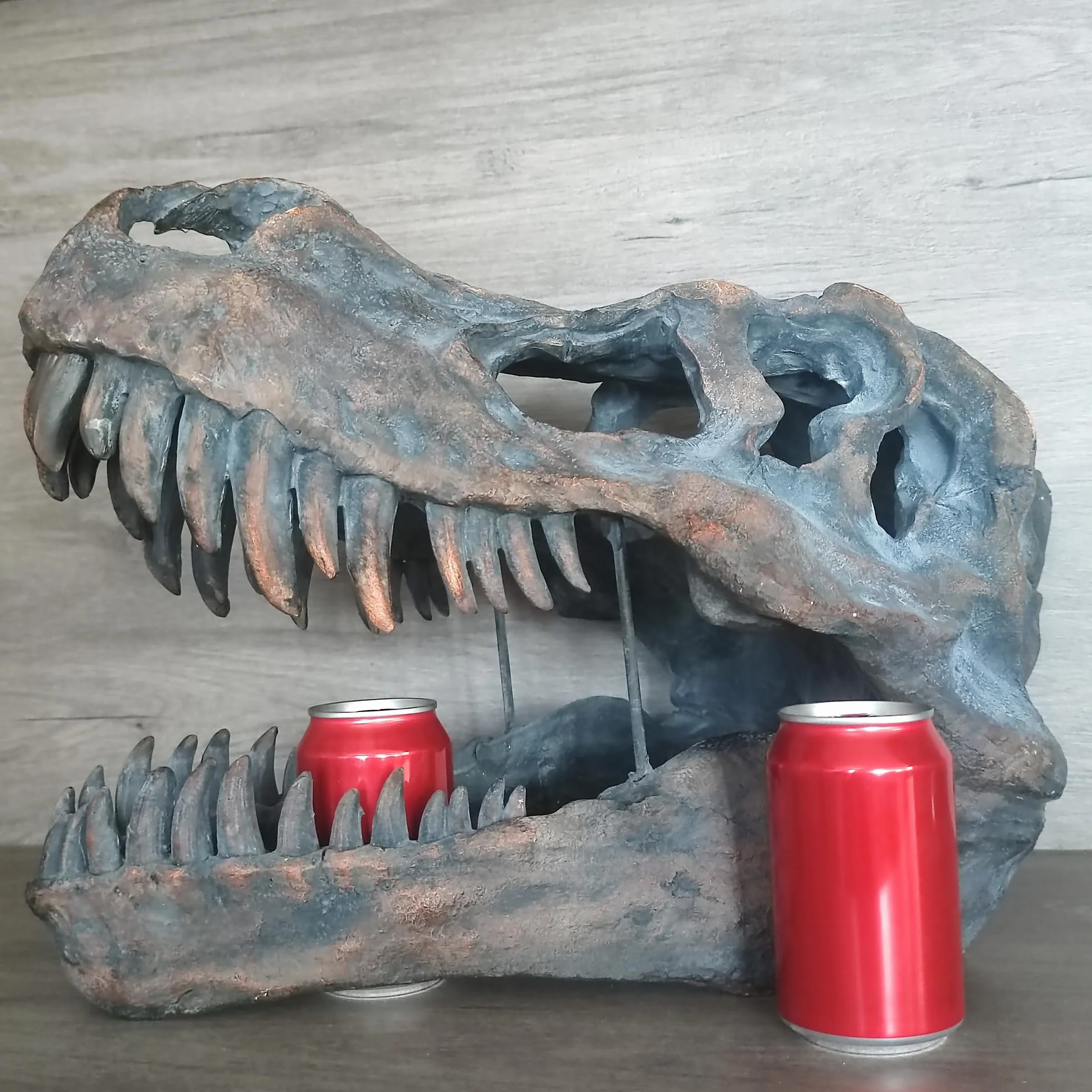 Gigantyczny tyranozaur rex czaszka dinozaura wisząca figurka skamieniałości T-rex czaszka naścienna głowa dinozaura trofeum sztuczna wypychanie figurka ścienna dekoracja ścienna rzeźba 50 cm