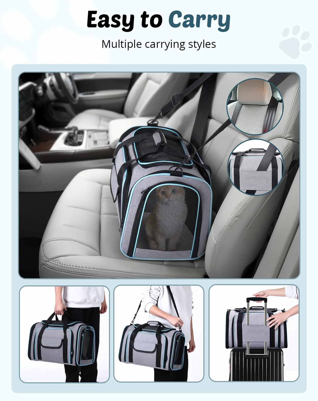 Petcozife Torba transportowa dla kota składana 47x29x29 cm do 5,5 kg