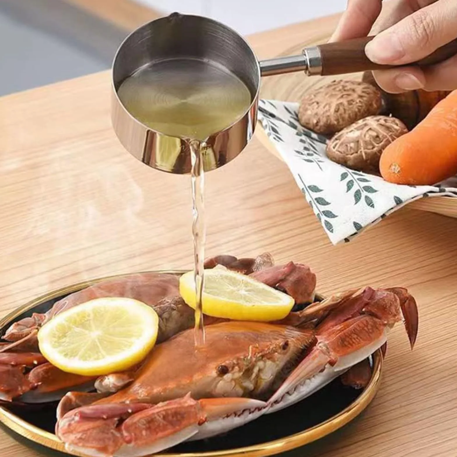 200 ml przenośny garnek ze stali nierdzewnej, mały garnek do mleka, mały garnek, patelnia do sosów, garnek do zupy z drewnianym uchwytem, kuchnia mleka, sos, kawa, herbata, zupa