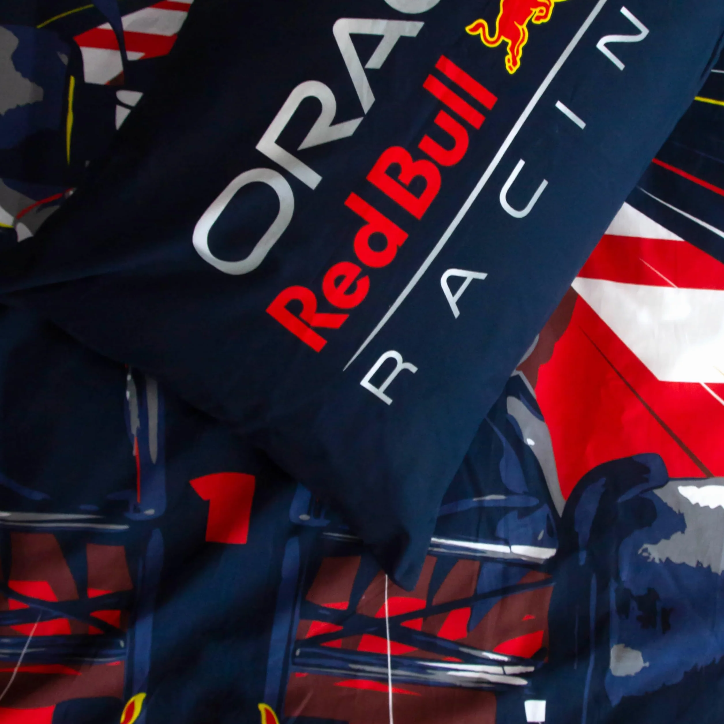 Character World Oracle Red Bull Racing oficjalny zestaw poszewek na kołdrę | Speed Design dwustronna dwustronna pościel z pasującą poszewką na poduszkę zestaw na łóżko pojedyncze | bawełna poliestrowa