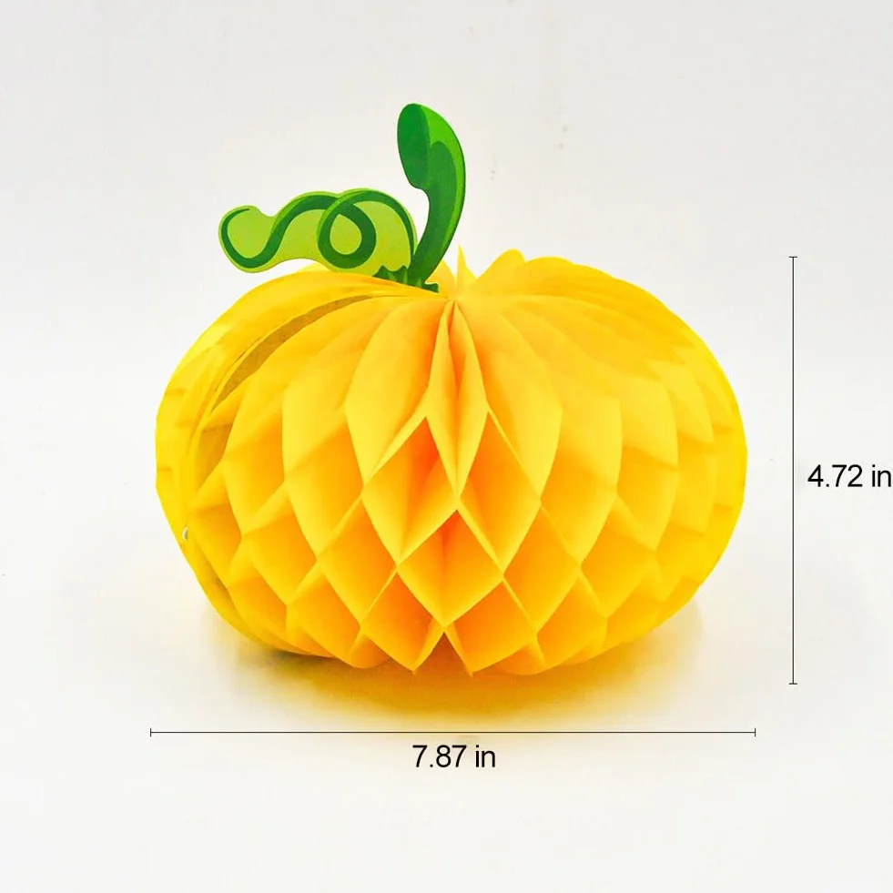 Kiuiom Kulki o strukturze plastra miodu z papieru dyniowego, ornamenty na Halloween, na Święto Dziękczynienia, kula o strukturze plastra miodu, dekoracja zawieszki w kształcie dyni, 3 sztuki,