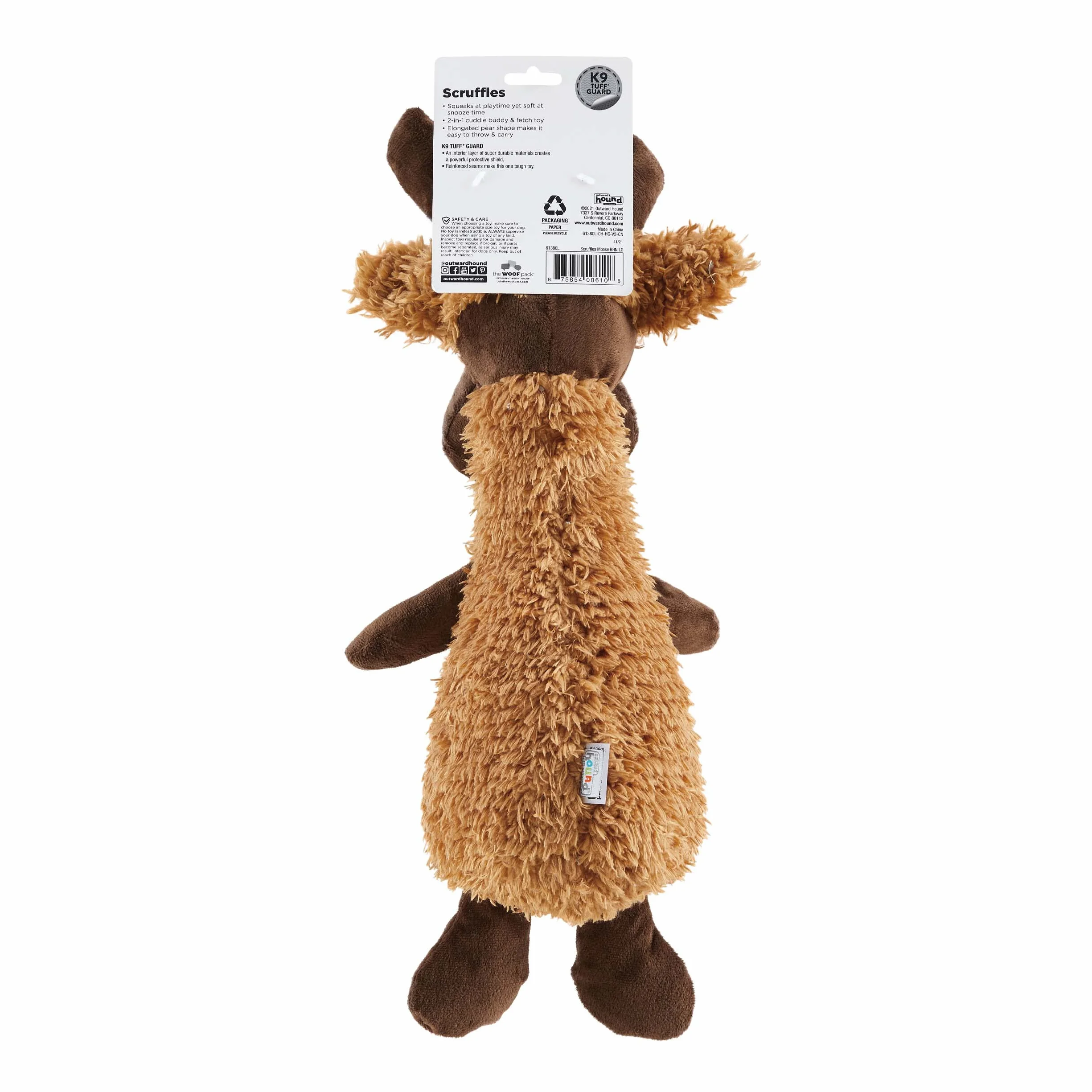 Outward Hound Scruffles Pluszowa piszcząca zabawka do szarpania dla psa, łoś, S