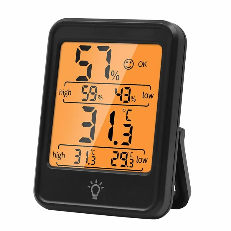 Cyfrowy termohigrometr z dużym ekranem LCD, wewnętrzny termometr z higrometrem, czarny
