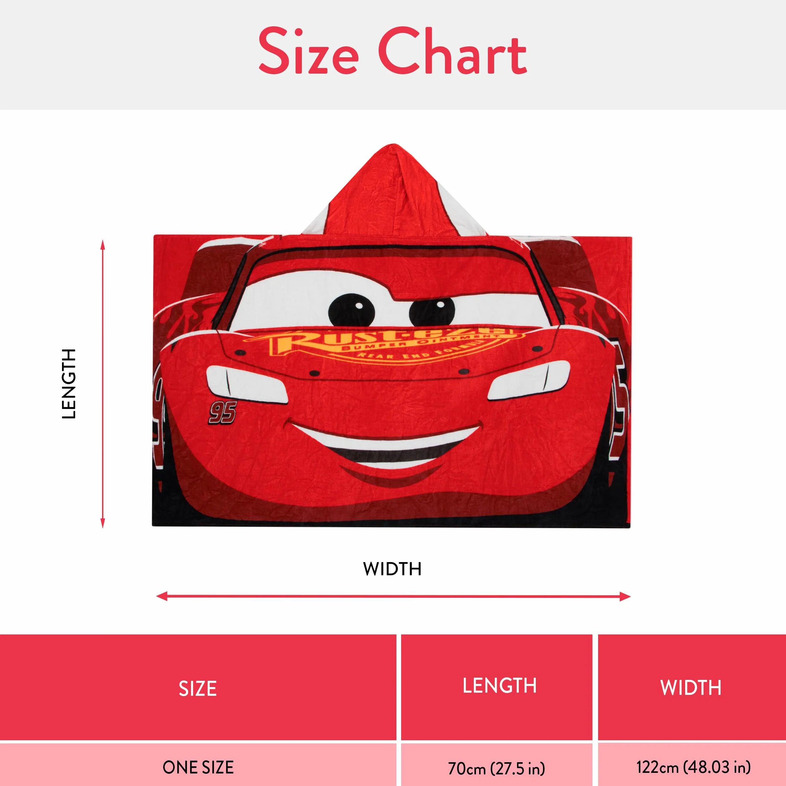 Disney Cars Ręcznik Plażowy, Ręcznik Kąpielowy Lightning McQueen Dla Dzieci, Ręczniks Z Kapturem Dla Dzieci, Czerwony One Size