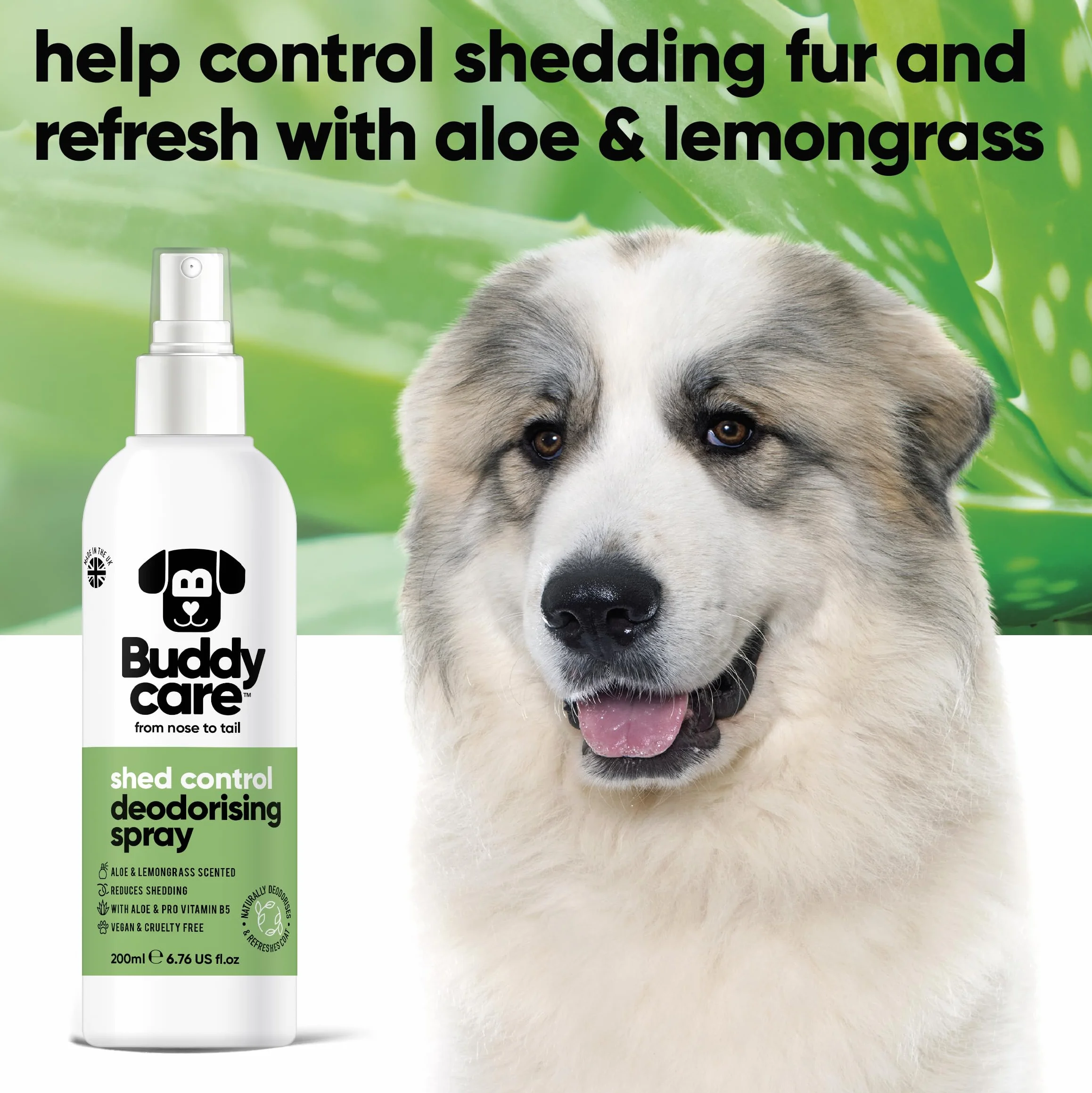 Buddycare Dezodorant w sprayu dla psów z aloesem i witaminą B5, 200 ml
