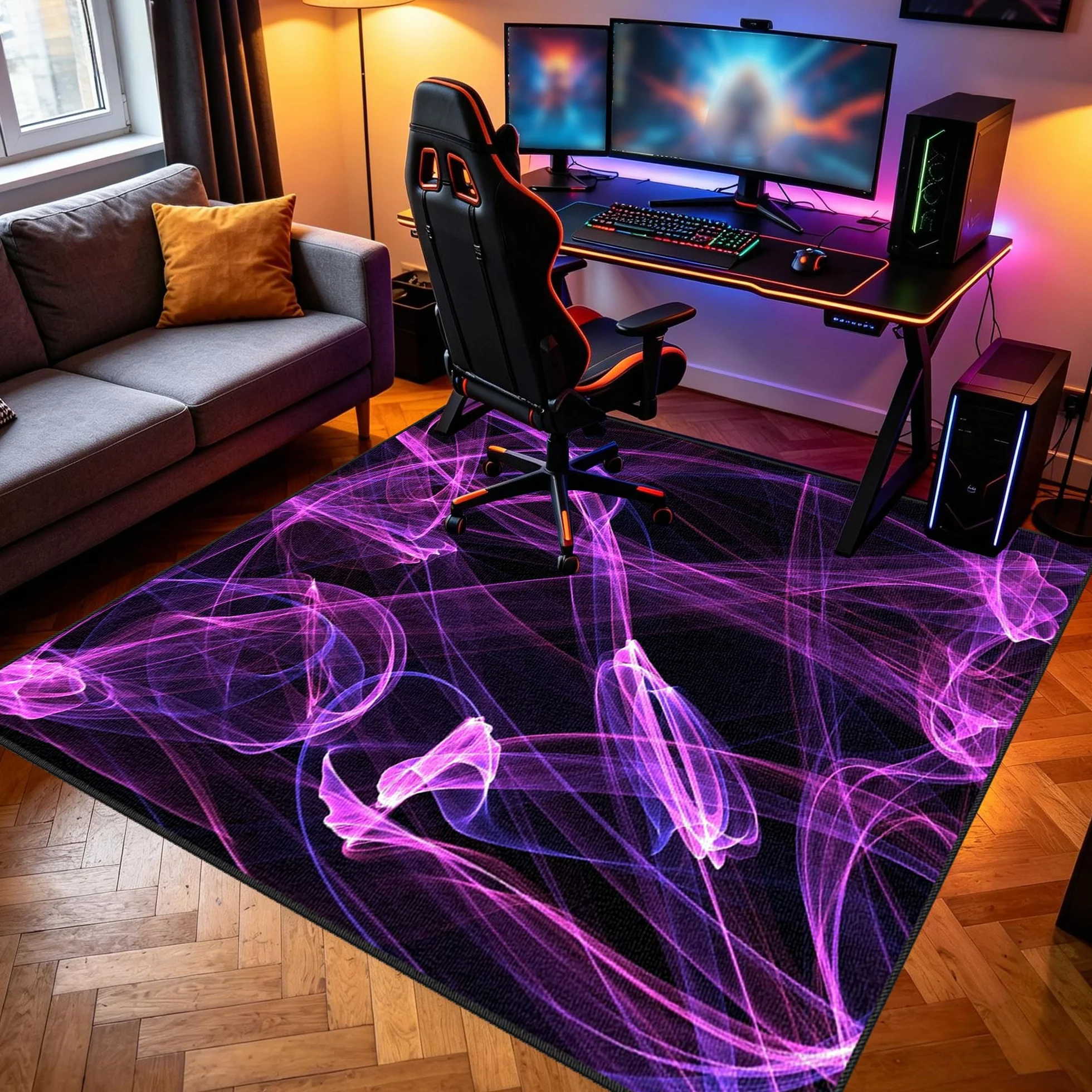 Dywanik dla graczy, antypoślizgowa wycieraczka, 80 x 130 cm, mata ochronna na podłogę, do pokoju gamingowego, do obszaru zabaw, podkładka pod krzesło komputerowe, podkładka pod krzesło