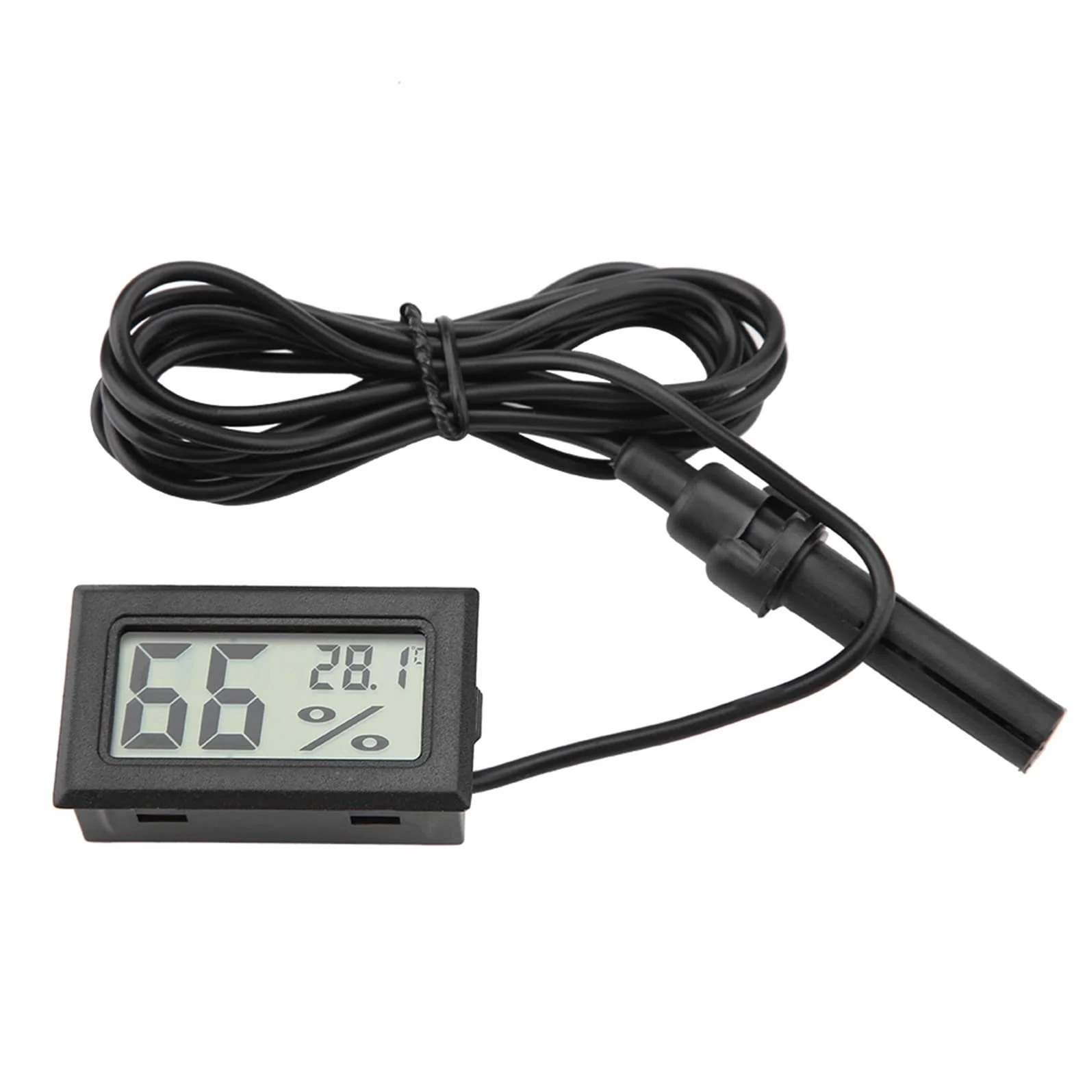 Mini higrometr LCD z zewnętrzną sondą do inkubatorów, terrarium, akwarium