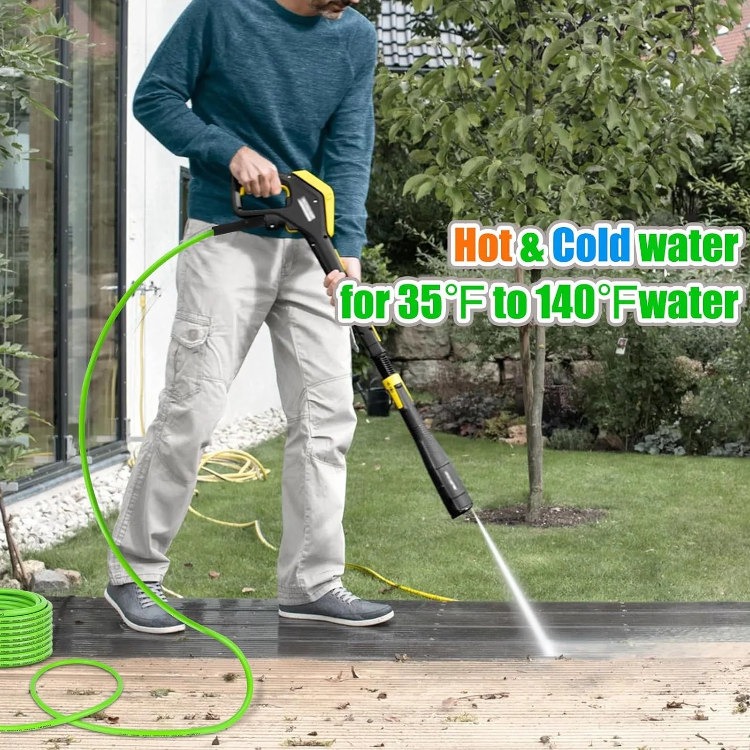 Wąż do myjki wysokociśnieniowej 10 m do Karcher serii K K2 K3 K4 K5 K6 K7, zielony wąż wymienny, zamiennik myjki strumieniowej z szybkozłączką