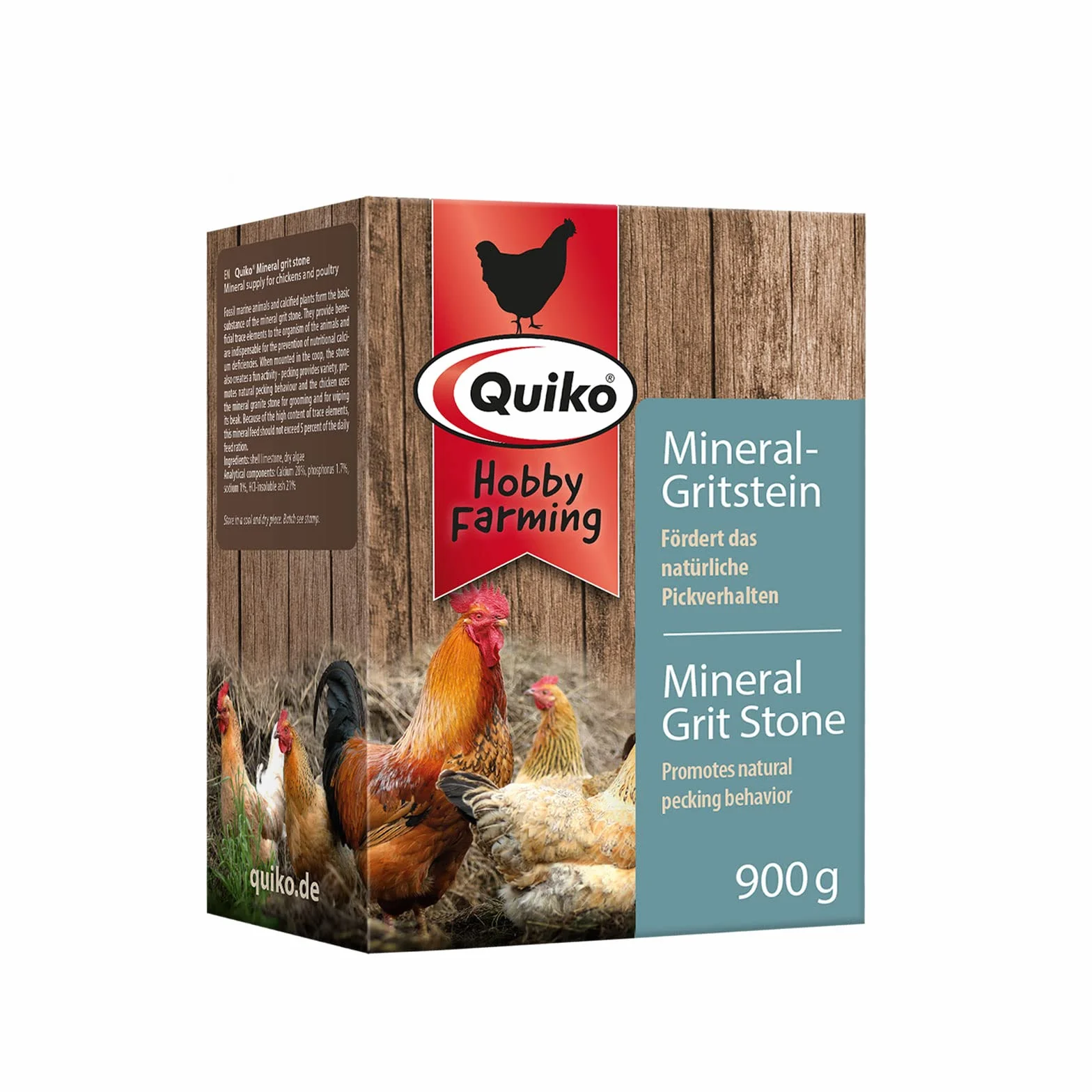 Quiko Hobby Farming – Kamień mineralny grit dla kur 900 g – Kamień do dziobania – Grit dla kur – Akcesoria dla kur