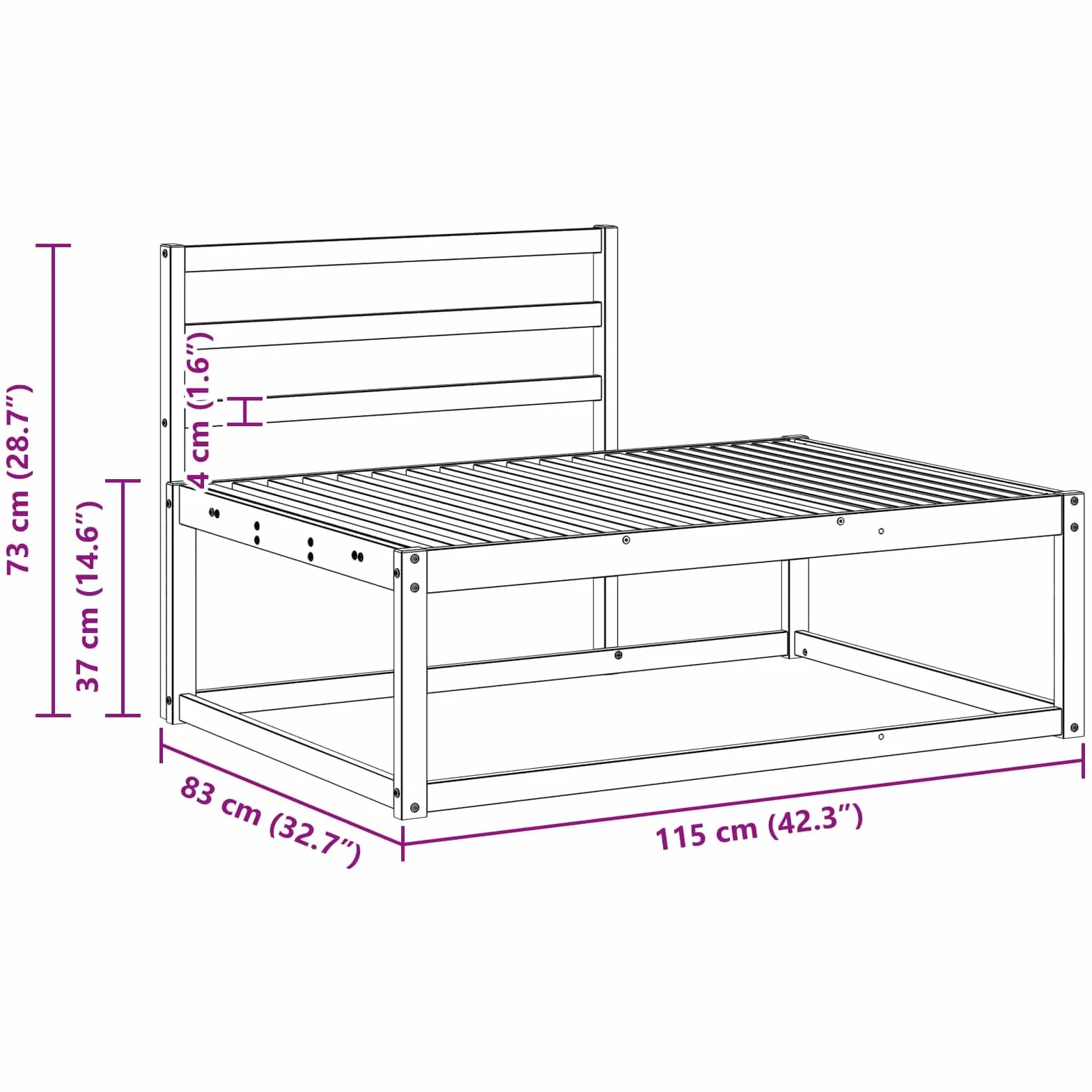 vidaXL Sofa końcowa na zewnątrz Biały 115 x 83 x 73 cm, Meble Ogrodowe na Balkon, Nowoczesny Modułowy Styl, Wytrzymały Relaks w Eleganckiej Formie