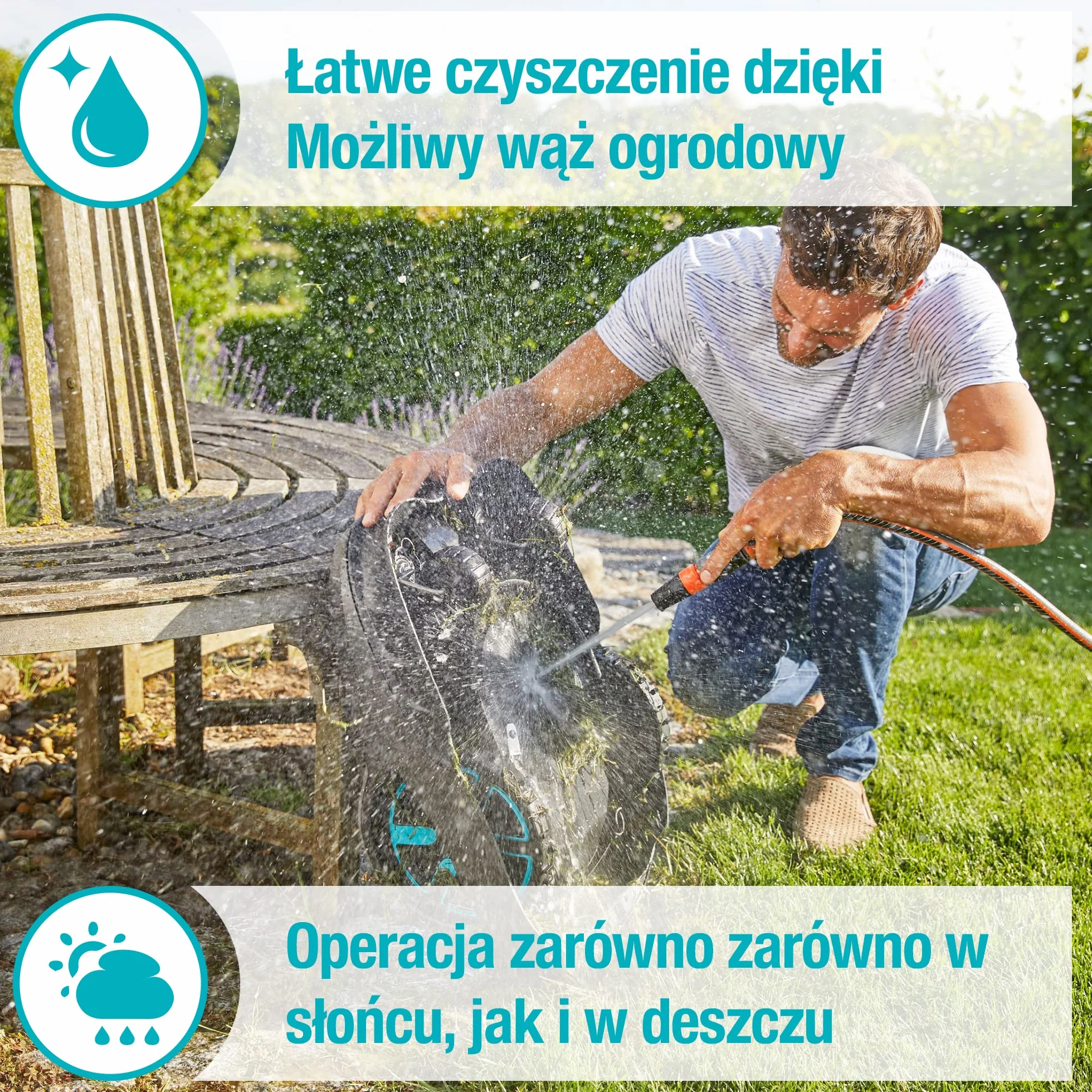 Gardena robot koszący smart SILENO life 750 m² zestaw: Nowa technologia LONA AI, sterowanie aplikacją, SensorControl, dla wzniesień do 35 procent, w tym inteligentna bramka, wersja PL (19701-72)