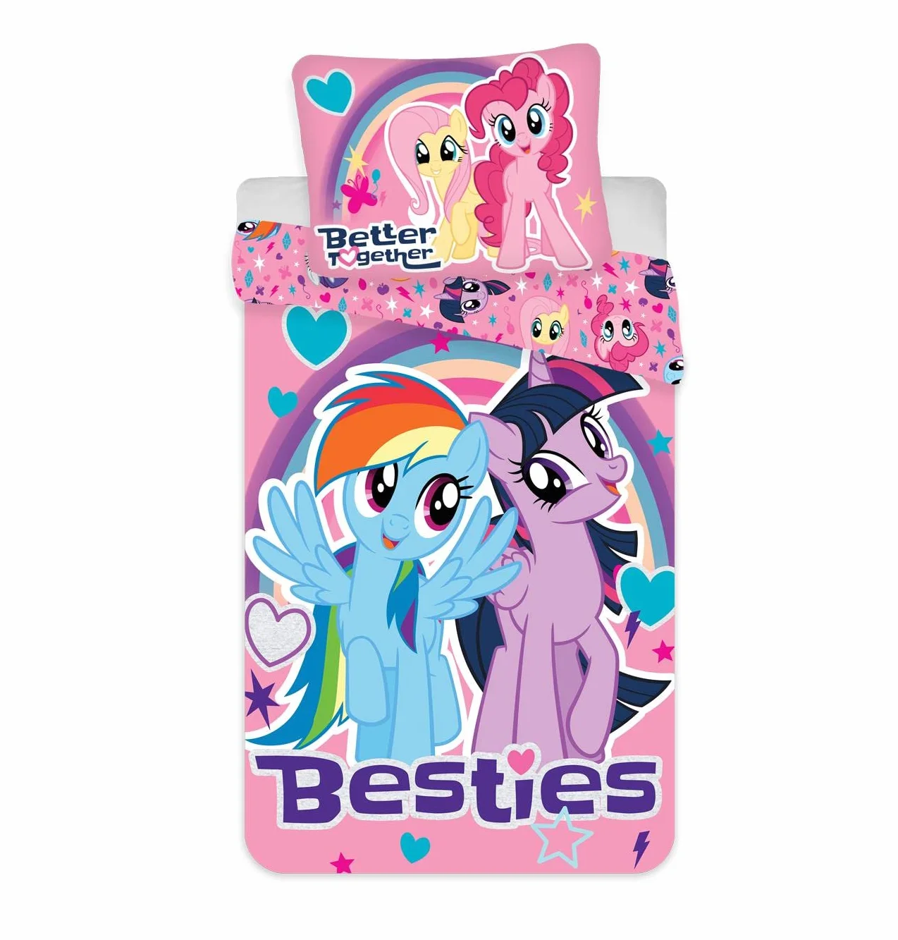 My Little Pony Pościel Besties Twilight Sparkle i Rainbow Dash 140 x 200 + 70 x 90 cm, 100% bawełna, z zamkiem błyskawicznym