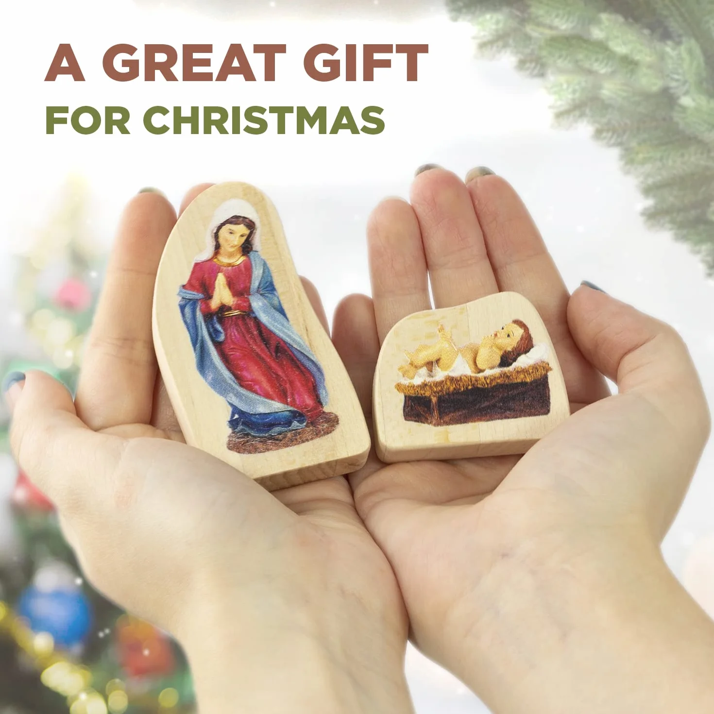 Ulanik Pamiątka 14 sztuk Drewniane Boże Narodzenie szopka Zestaw Home Decor Kolekcja dla kryty wyświetlacz Christmas Story dekoracji