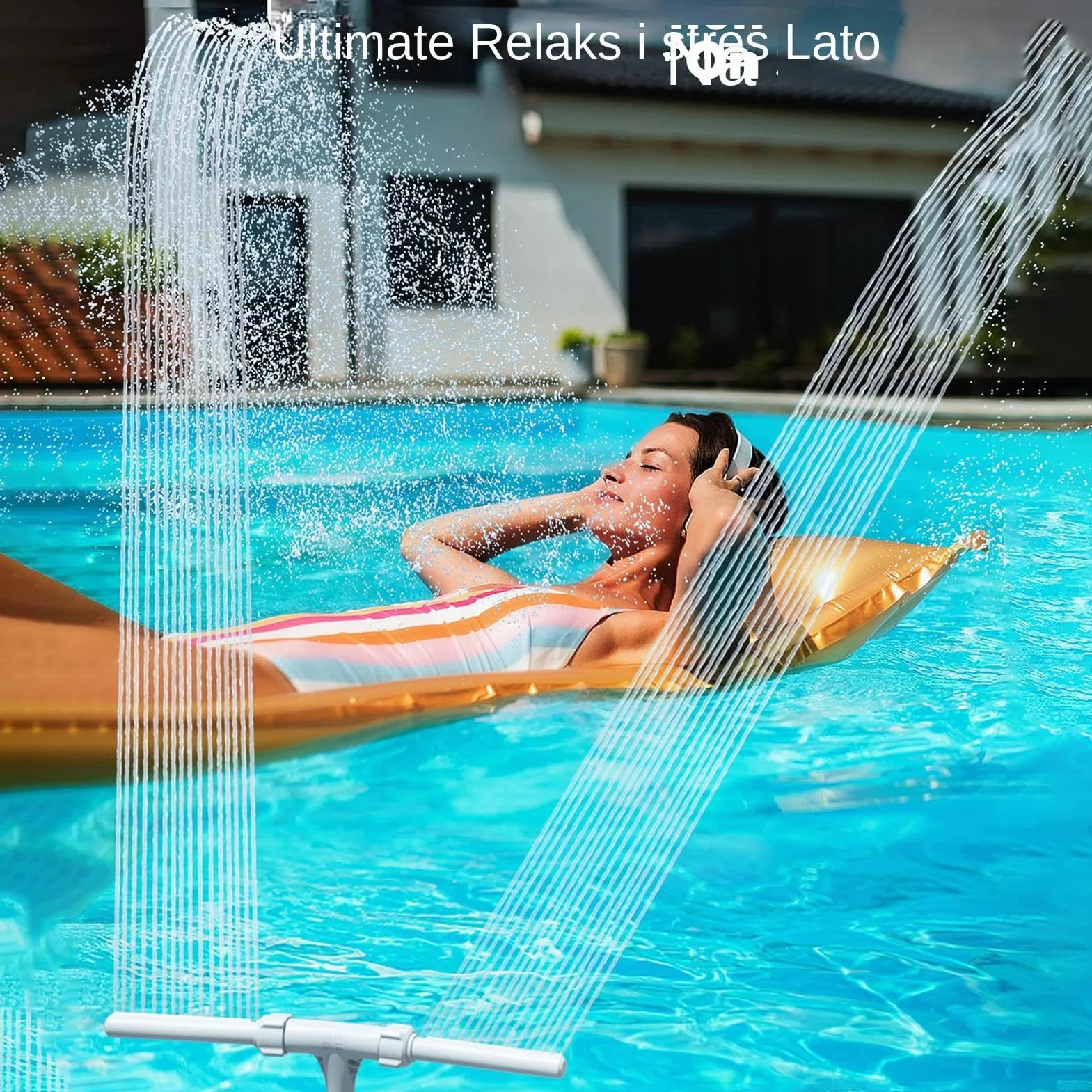 Swimming Pool Spa Water Fountain, Double Spray Pool Attachment, Adjustable Waterfall Fountains Head Cooling, Decoration, Fun, for Inside Pools, Elevated Ground, Garden, Patio, Backyard, Summer