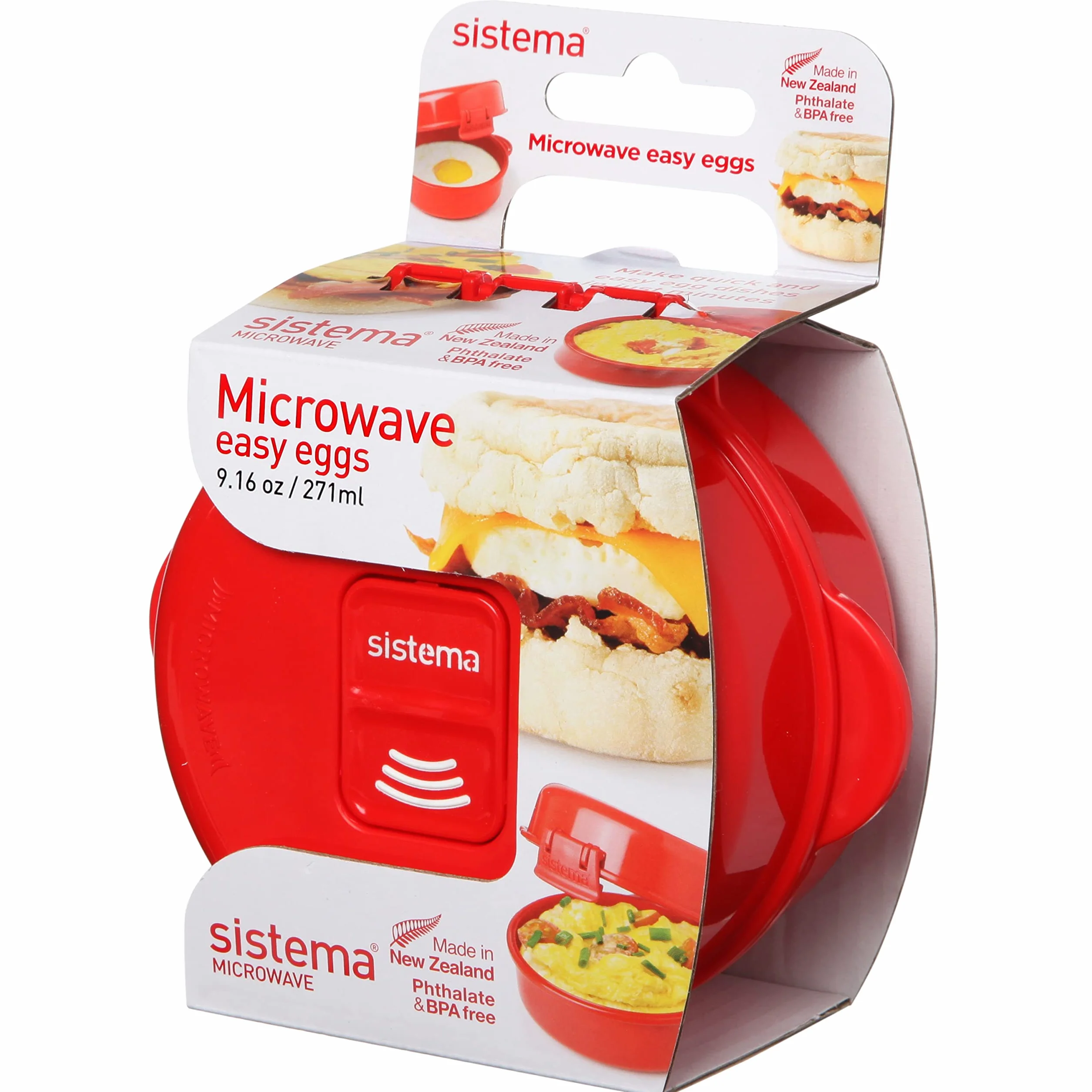Sistema Microwave Easy Eggs pojemnik na żywność w kuchence mikrofalowej, 271 ml, nie zawiera BPA, czerwony