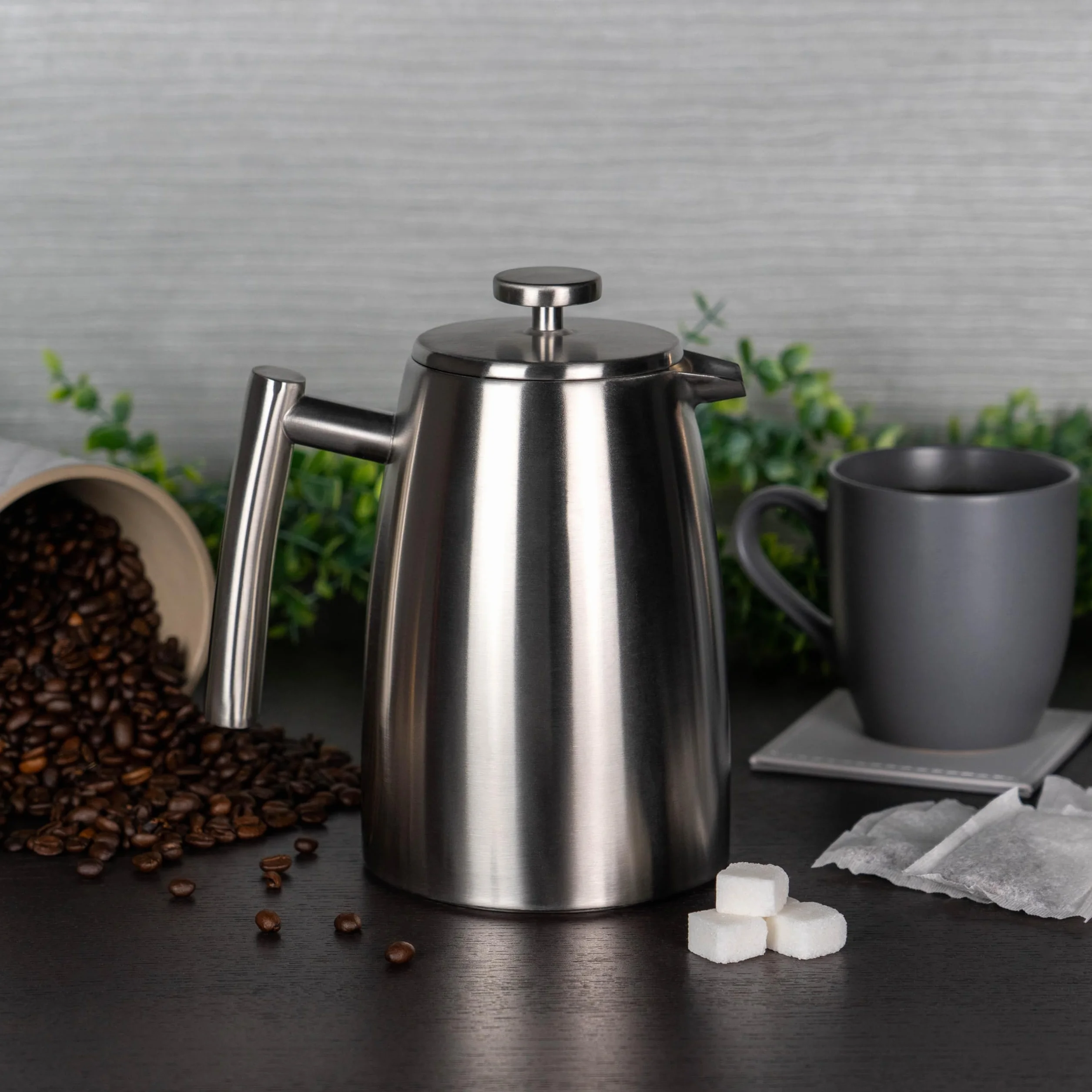 HFD-16 Belmont 16 filiżanek podwójne ścianki ekspres do kawy Cafetiere, wykończenie lustrzane, 2 litry
