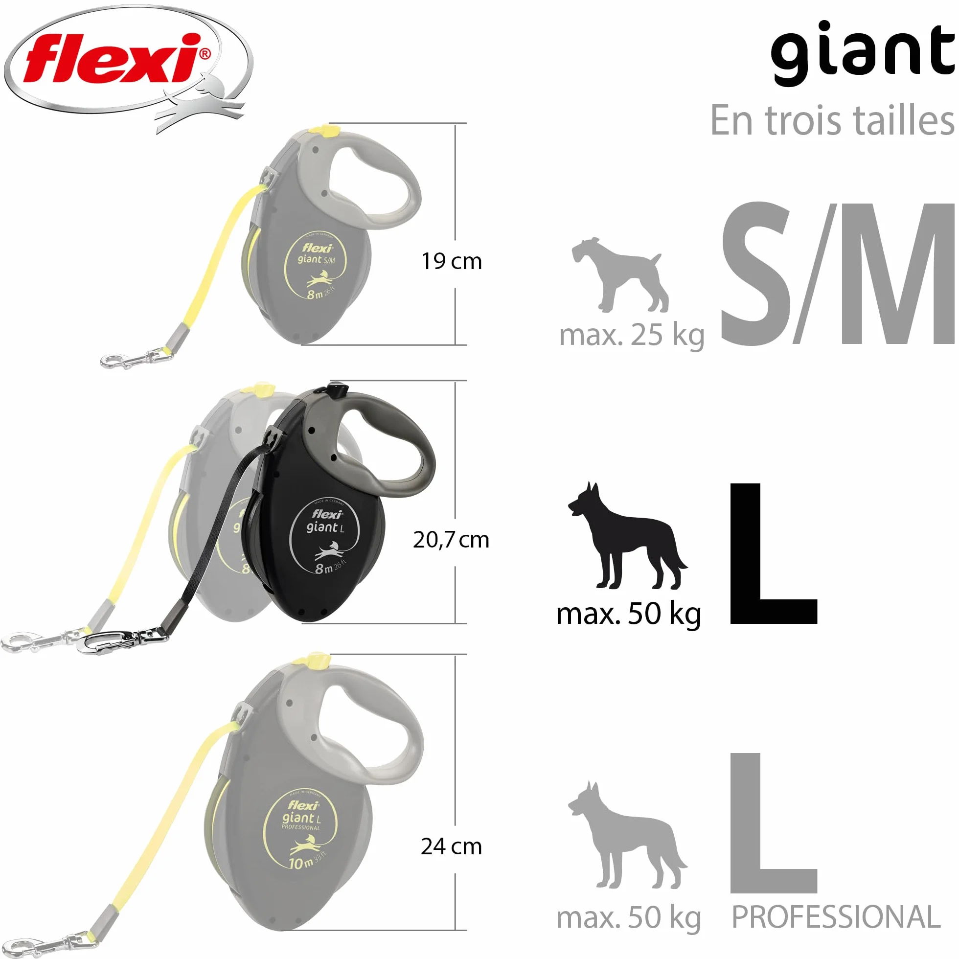 Flexi Giant Plus zwijana smycz dla psa 8 m 25 kg neonowy