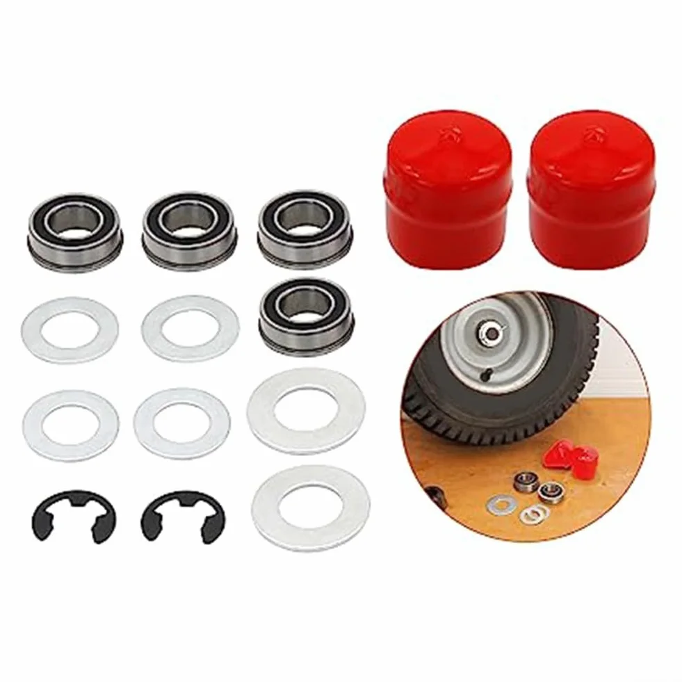 Zestaw do konwersji przedniego koła z łożyskami do kosiarki Craftsman 9040 532009040 121748x zapewnia stały obrót koła i niezawodność działania (czerwony)