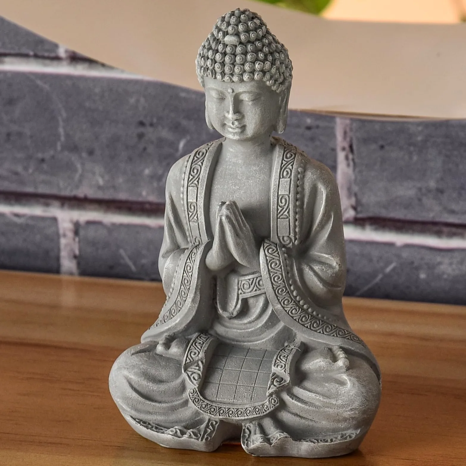 Zen'Light SBM2 - Szara Statuetka Buddy do Medytacji 2 - Zen i Feng Shui Dekoracyjna Statuetka - Uspokajająca i Relaksująca Atmosfera - Talizman Szczęścia - Wysokość: 12 cm