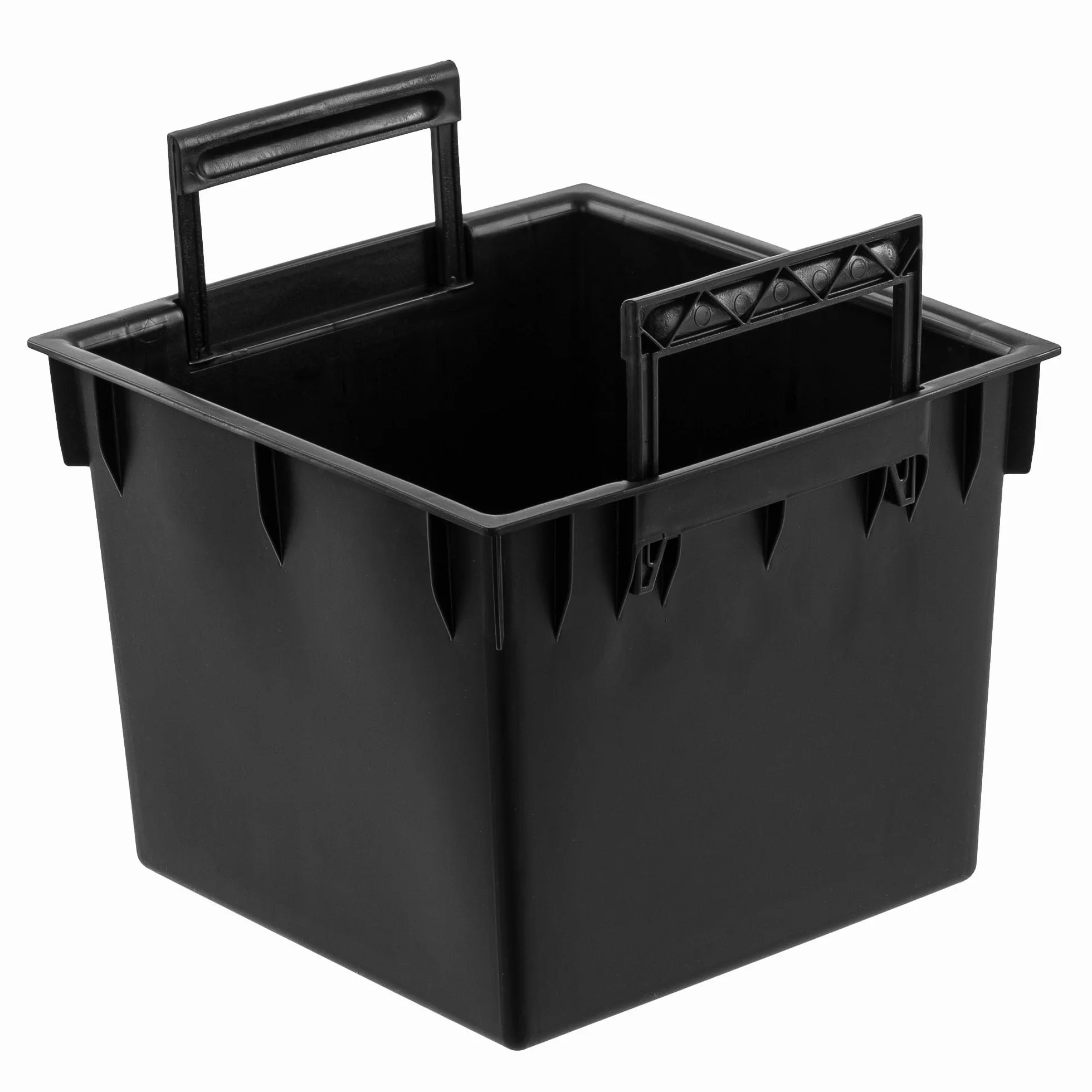Zestaw 2 czarnych wkładek do doniczek z tworzywa sztucznego, 11 l, wymiary 24 x 24 x 18,5 cm, do doniczek Prosperplast, wysokość H 44,9 cm, z uchwytami, do użytku wewnątrz i na zewnątrz – ułatwia