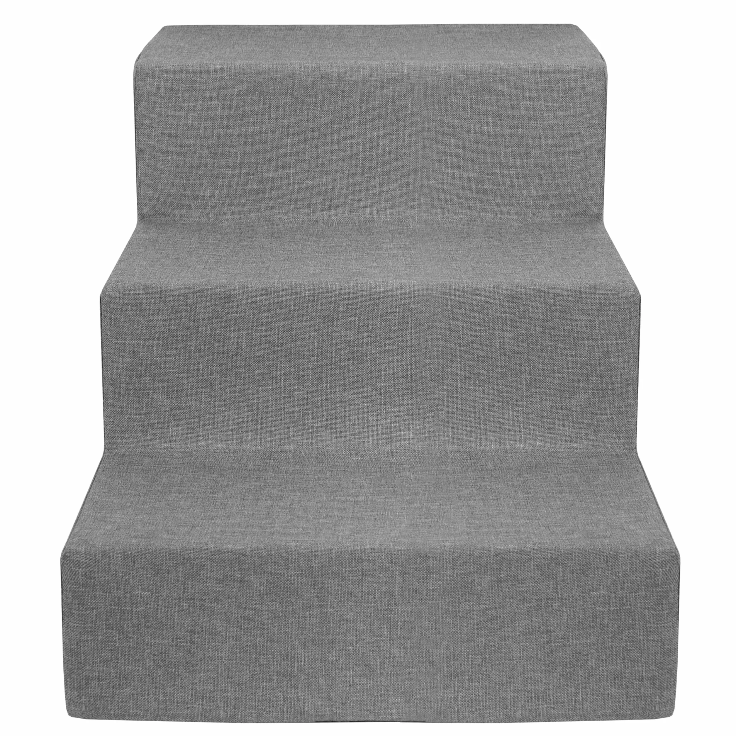 Schodki dla Psa 3 Stopnie 30x50x30 cm - Schody Rampa Podest dla Małych Psów i Kotów - Wodoodporne -Antypoślizgowe - Made in Poland - L, Jasny Szary